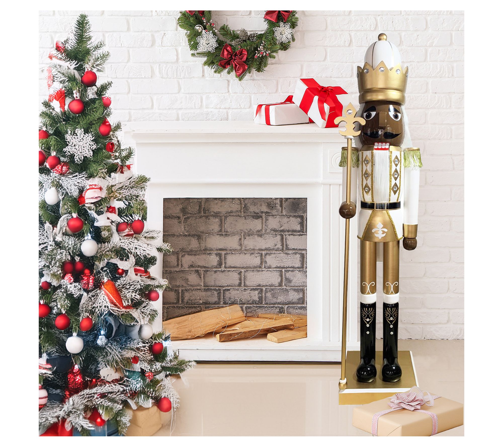Santa's Workshop 60" Black Ivory & Gold King Nutcracker