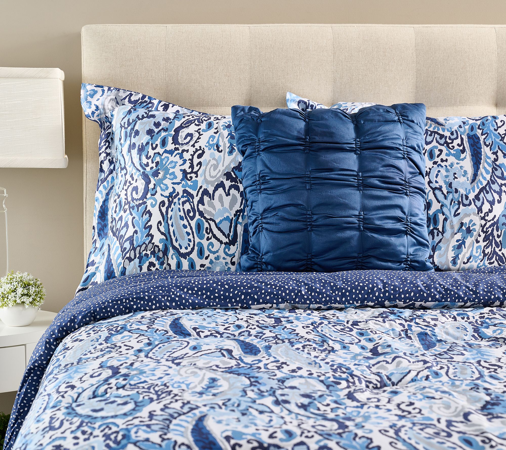 "As Is" Cotton Paisley Reversible Comforter Set King Kim Gravel