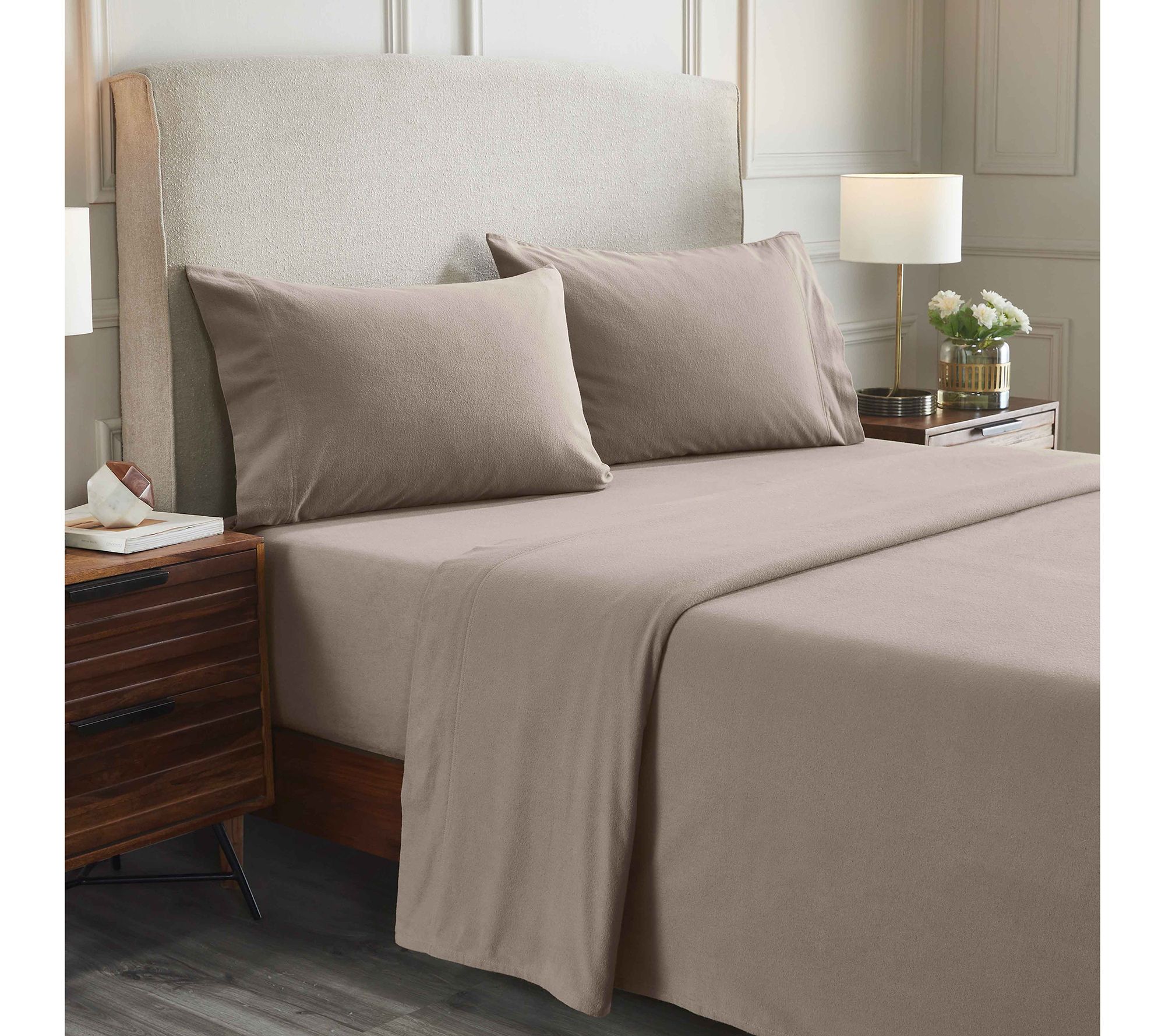 Superior Rome Flannel Solid Sheet Set, Queen