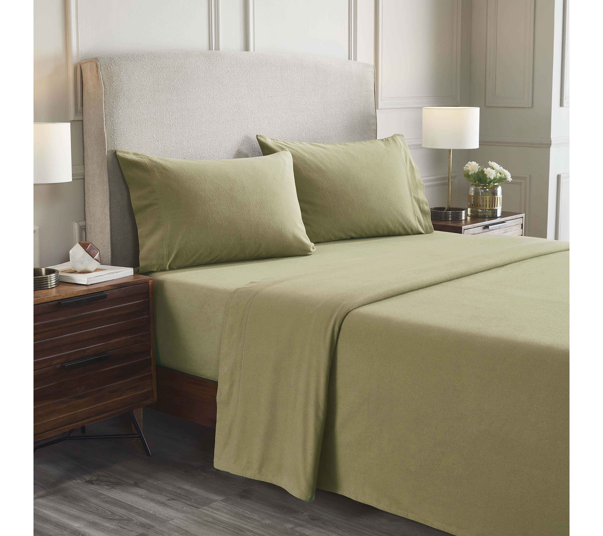 Superior Rome Flannel Solid Sheet Set, Queen