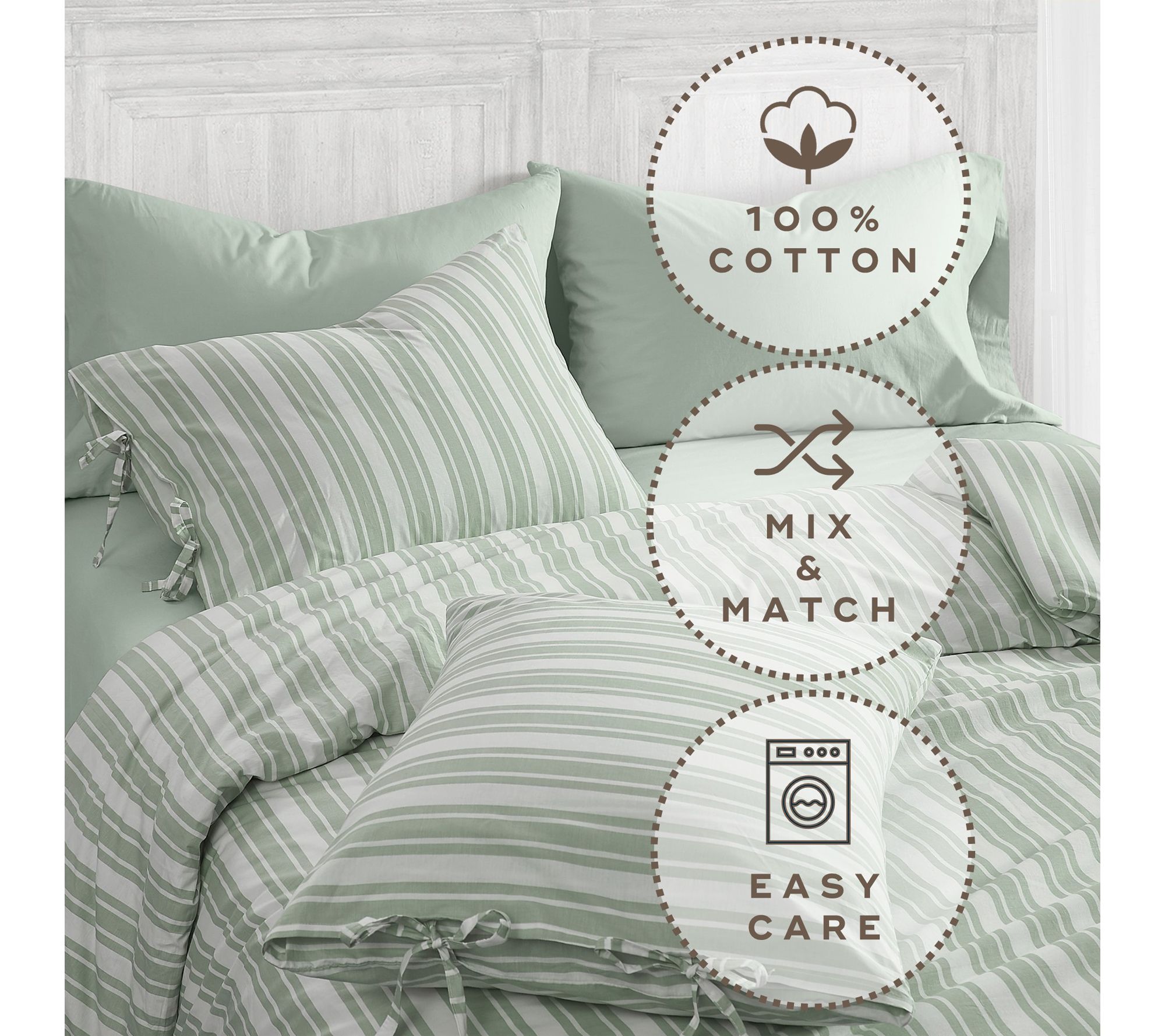 The Farmhouse by Rachel Ashwell Ticking StripeKing Duvet Set - QVC.com display picture 1
