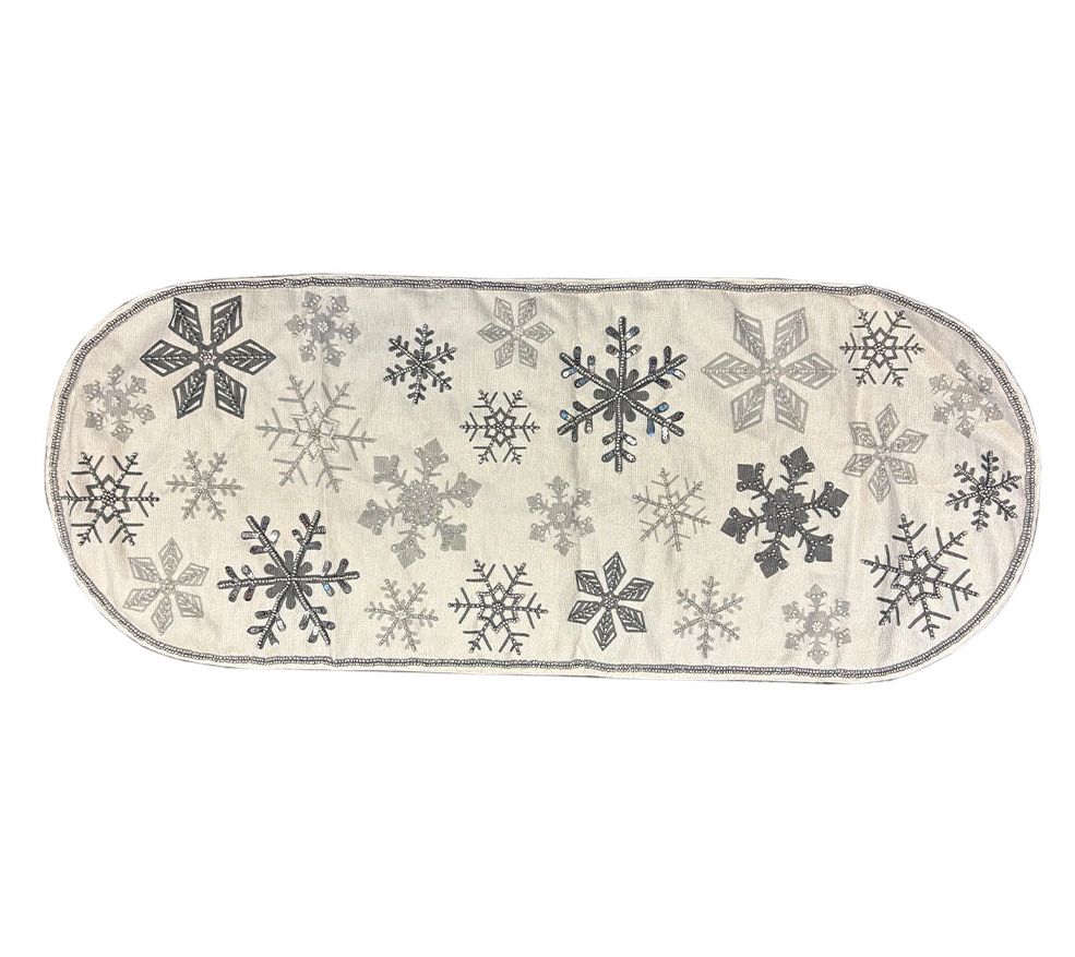 "As Is" Temp- ations Holiday 13"x35" Table Runner w/Beaded Embellishments