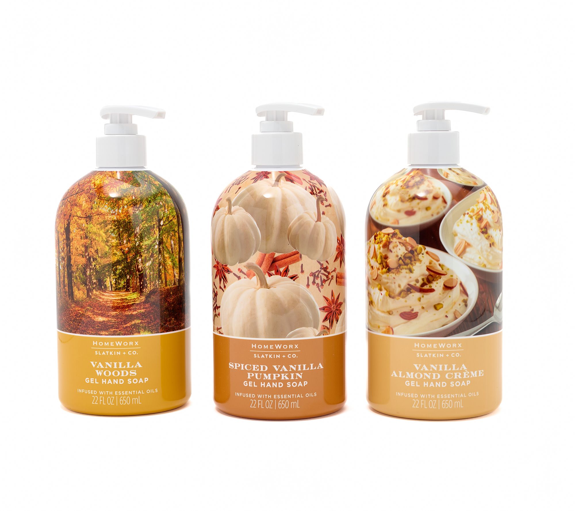  HomeWorx by Slatkin + Co. S/3 22oz Very Vanilla Gel Hand Soaps - H517787