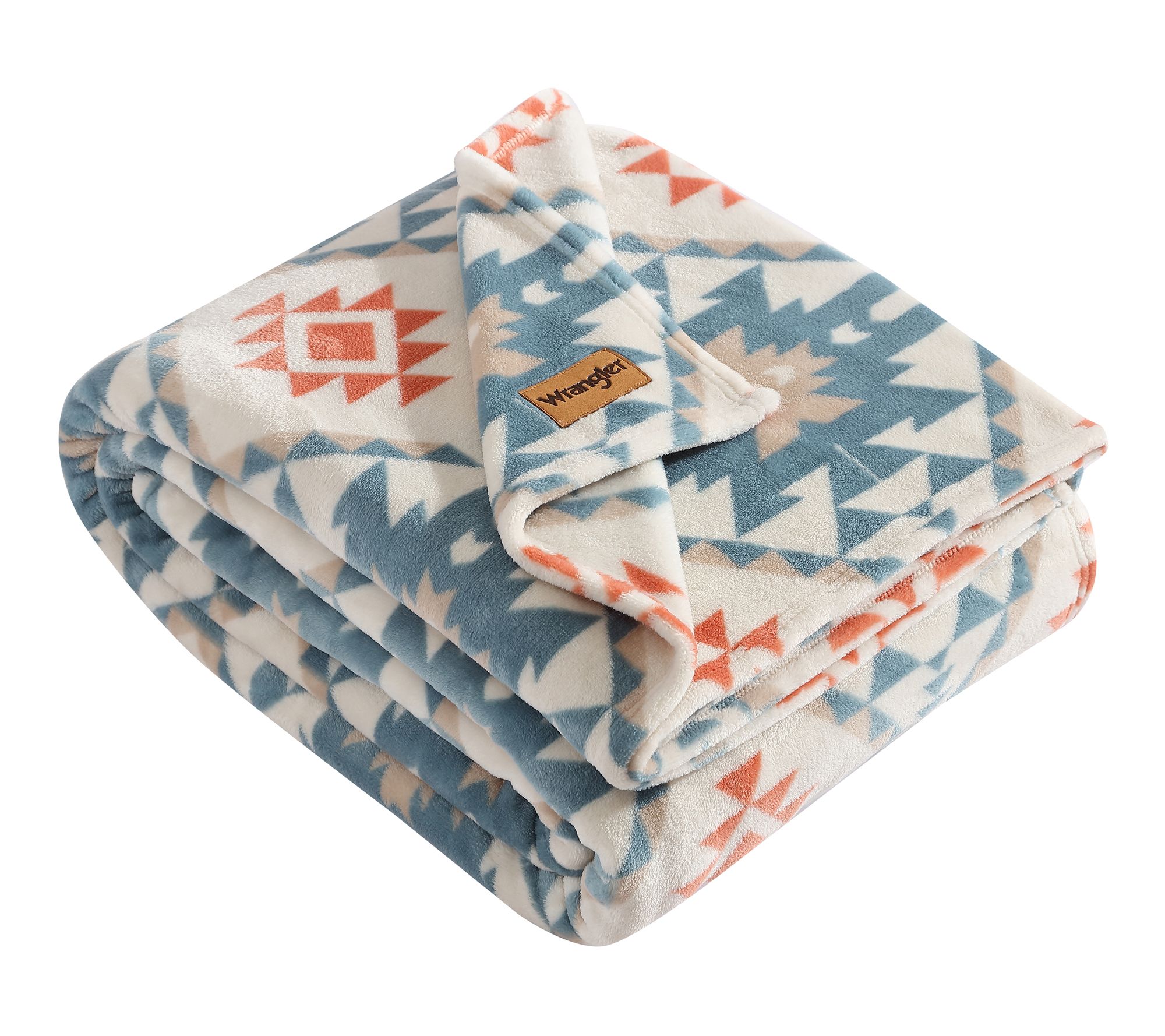 Wrangler Dakota Blue/Orange Plush-Fleece King Blanket
