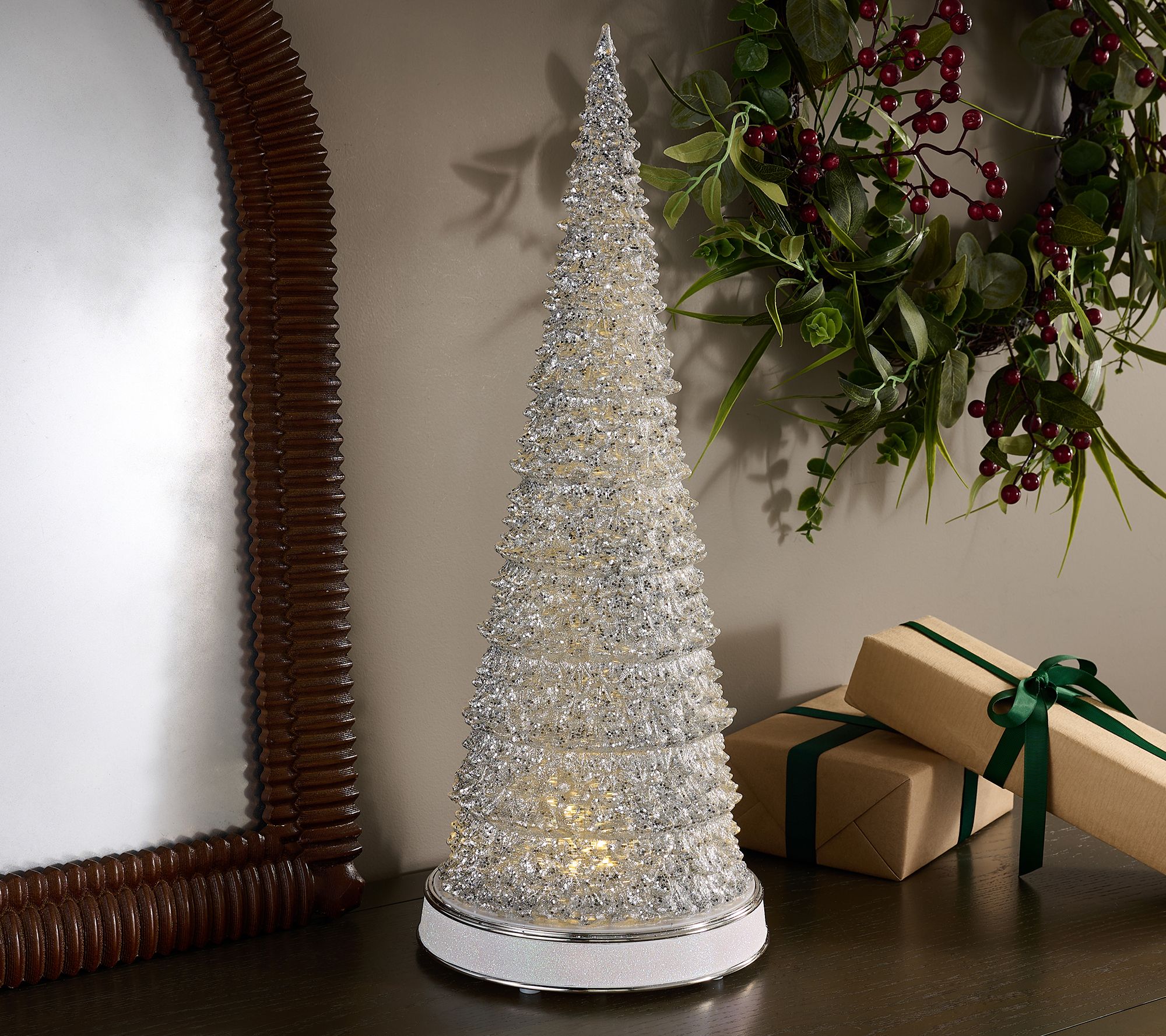 "As Is" 22.5" Illuminated Glittered Rotating Tree by Valerie