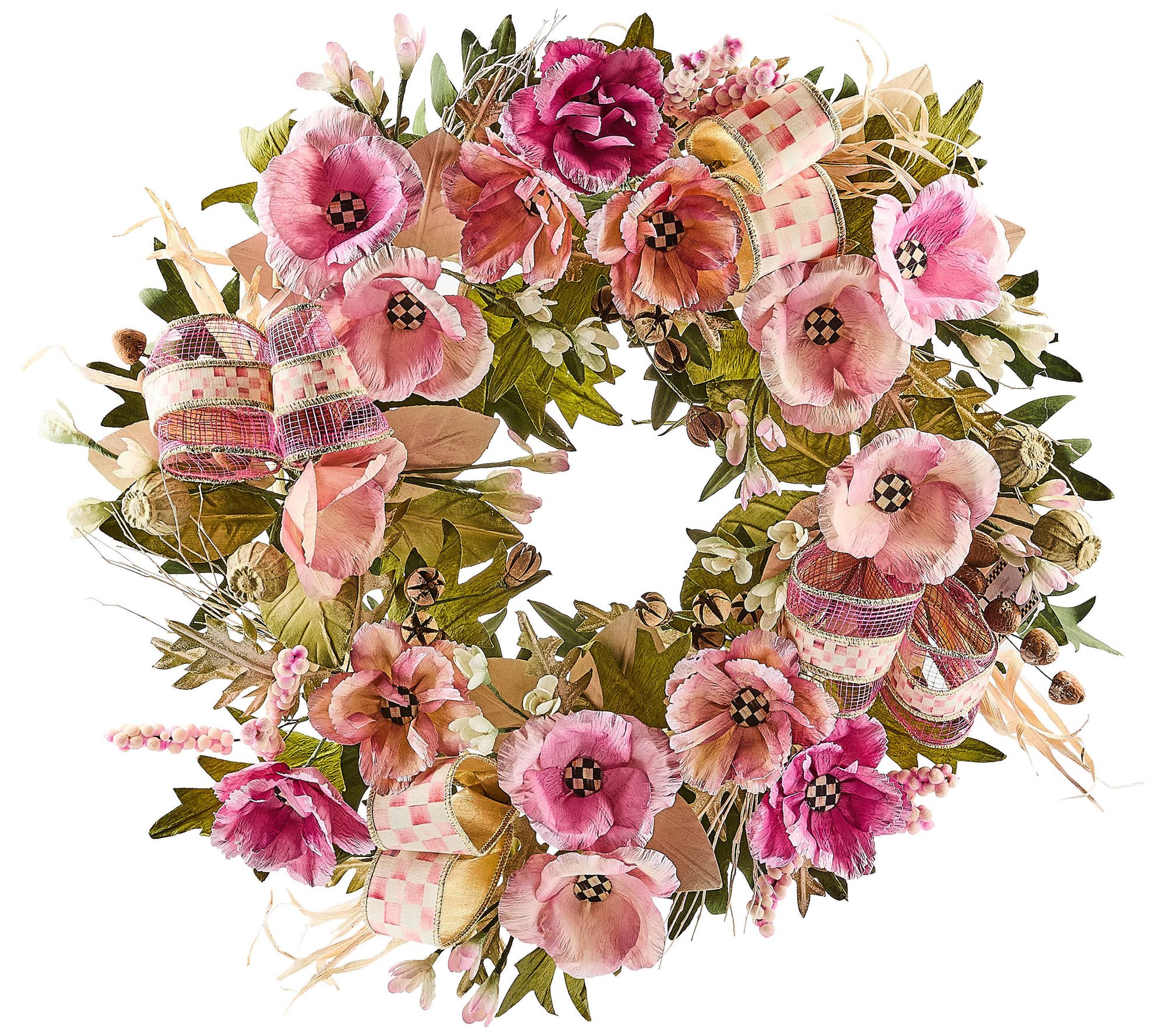 MacKenzie-Childs Rosy Poppy 22" Wreath