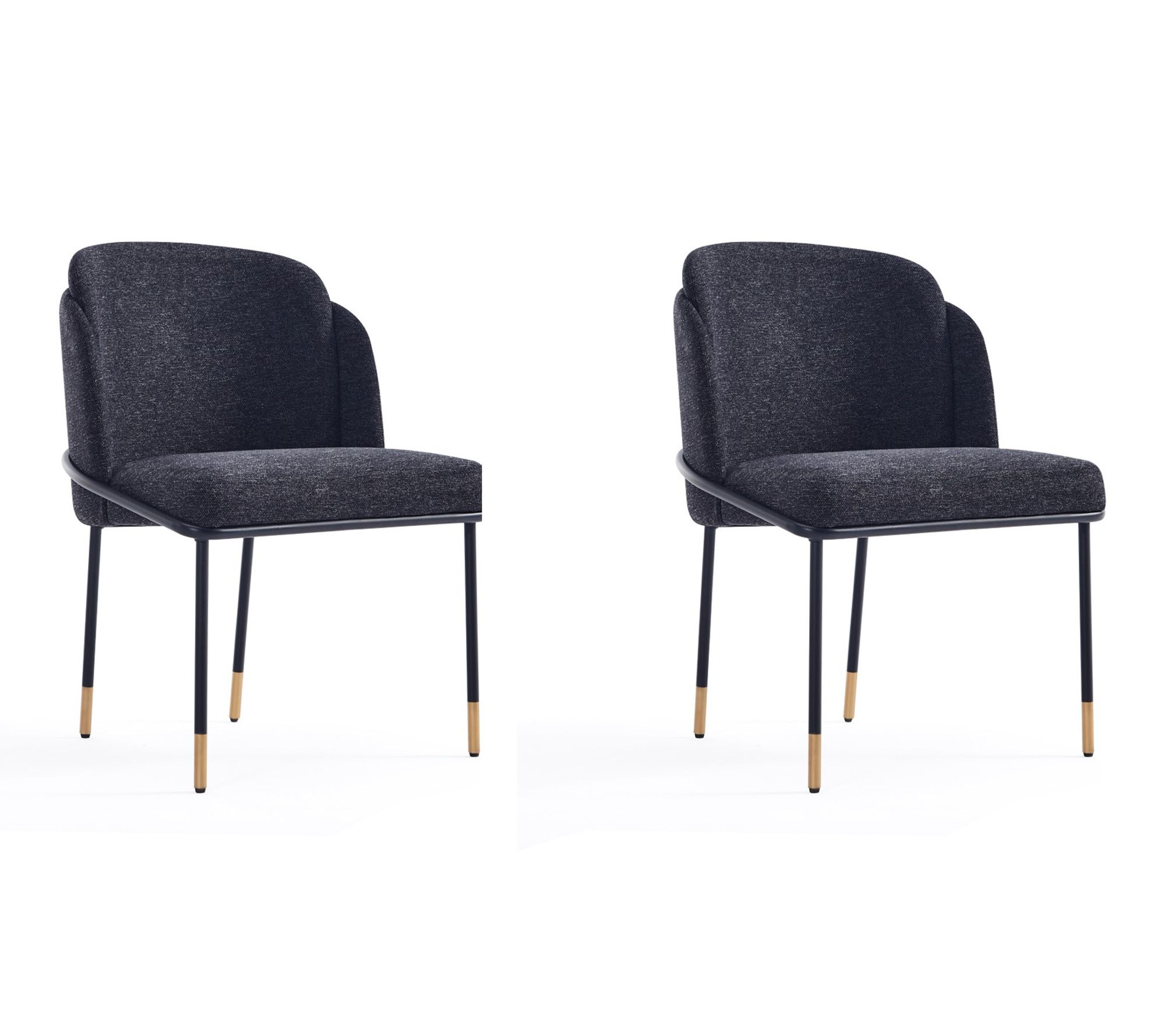 Manhattan Comfort Flor Metal Twill Weave DiningChair-Set of 2