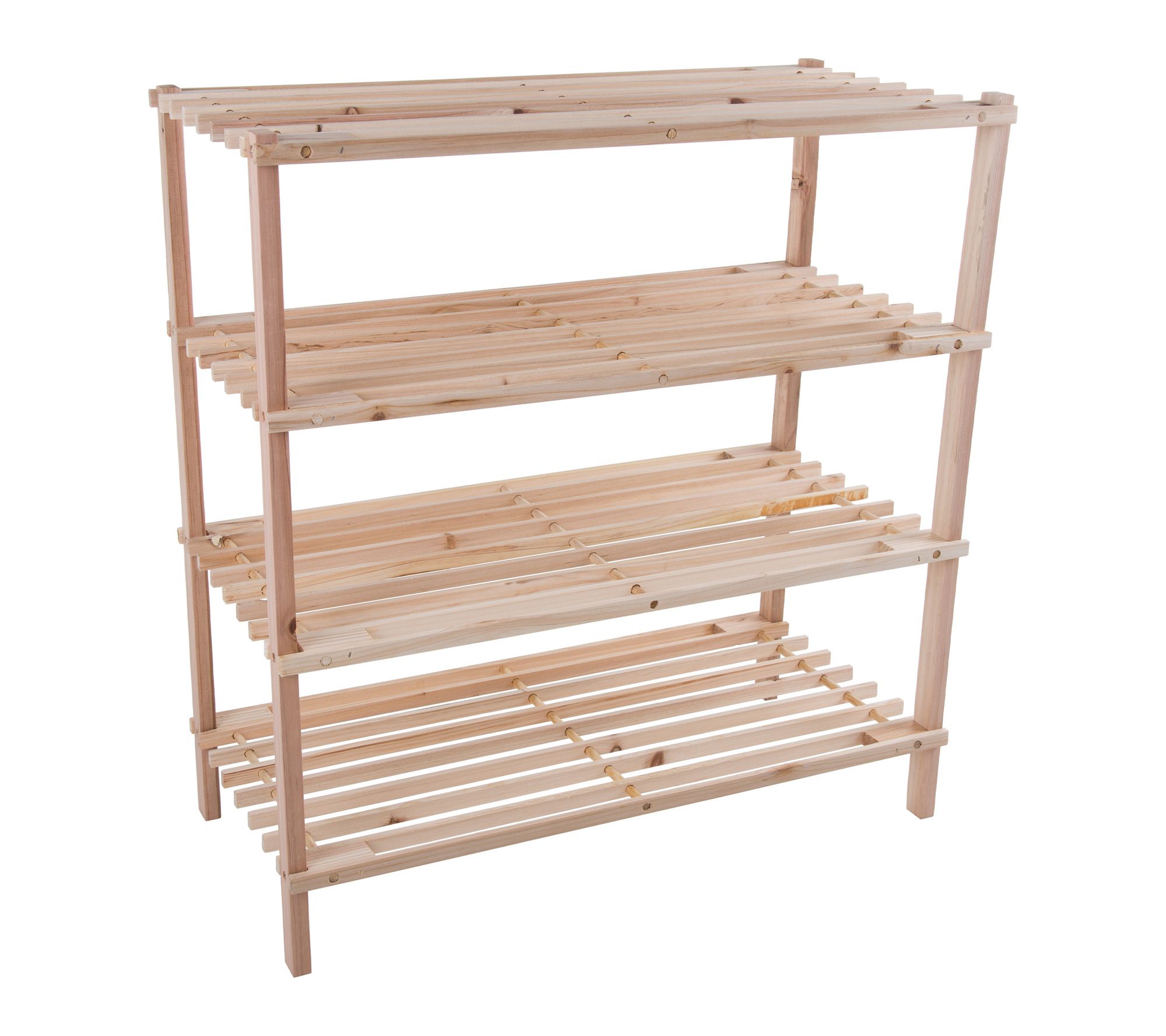 Lavish Home Shoe Storage Rack 4-Tier Wood ShoeOrganizer