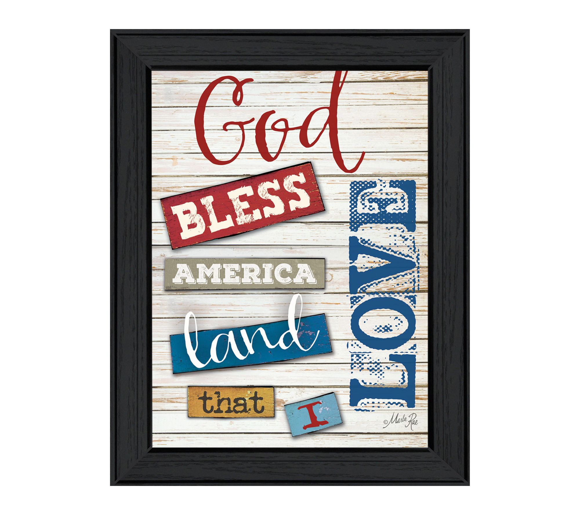HomeRoots God Bless America Black Framed PrintWall Art