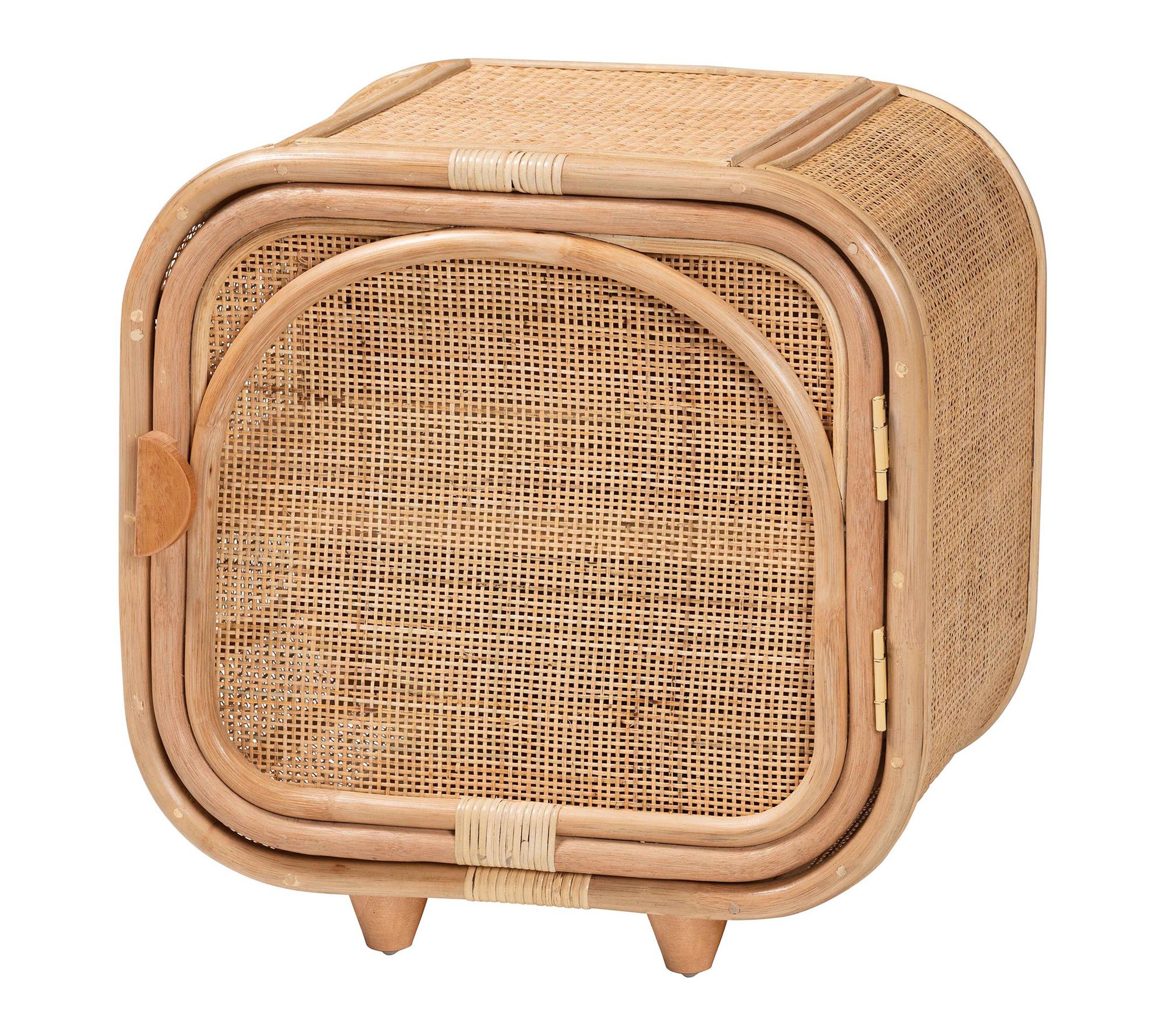 bali & pari Keita Natural Rattan and Mahogany Wood Nightstand
