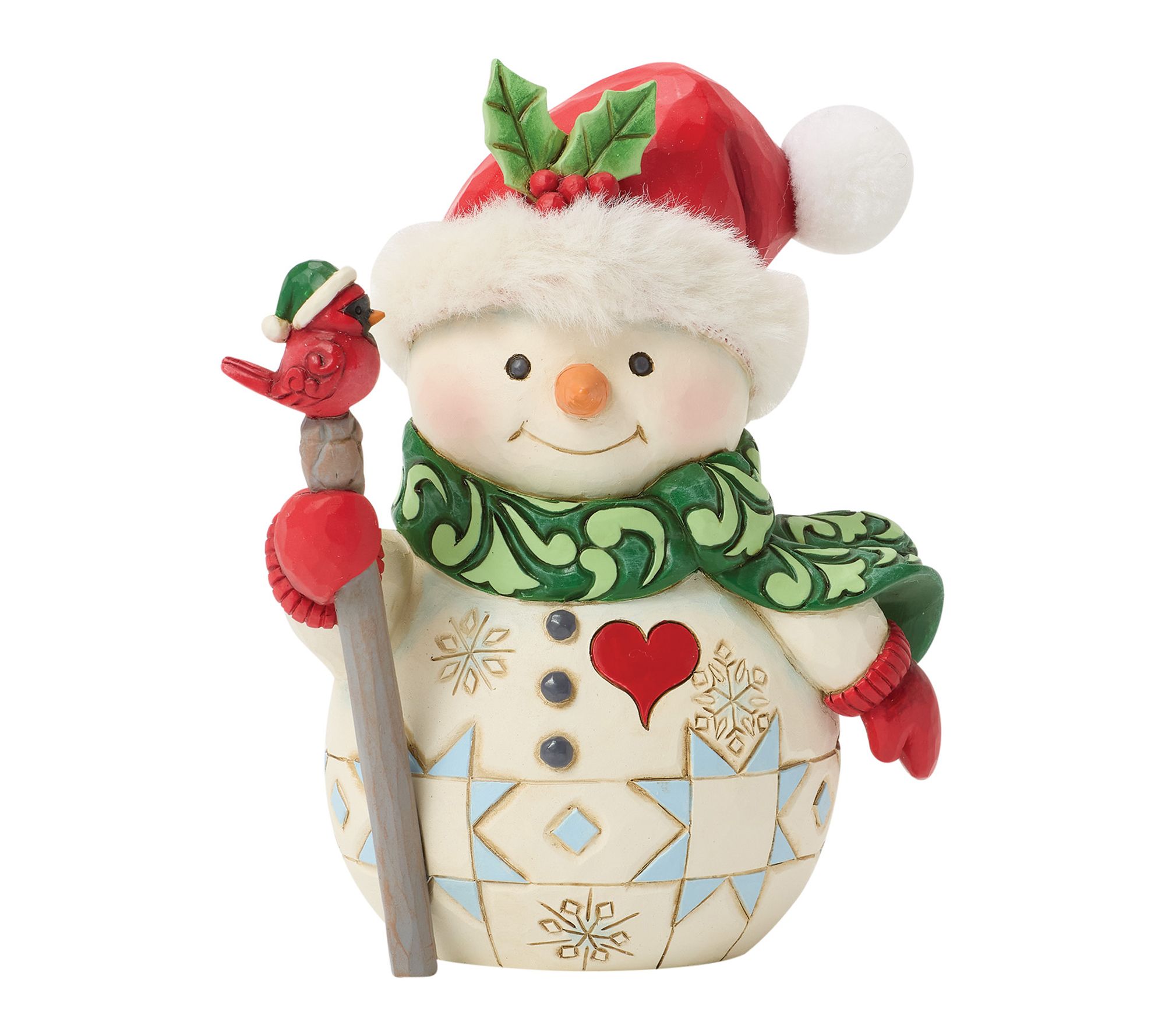 Jim Shore Heartwood Creek Snowman Bird on Stick Pint Size Fig