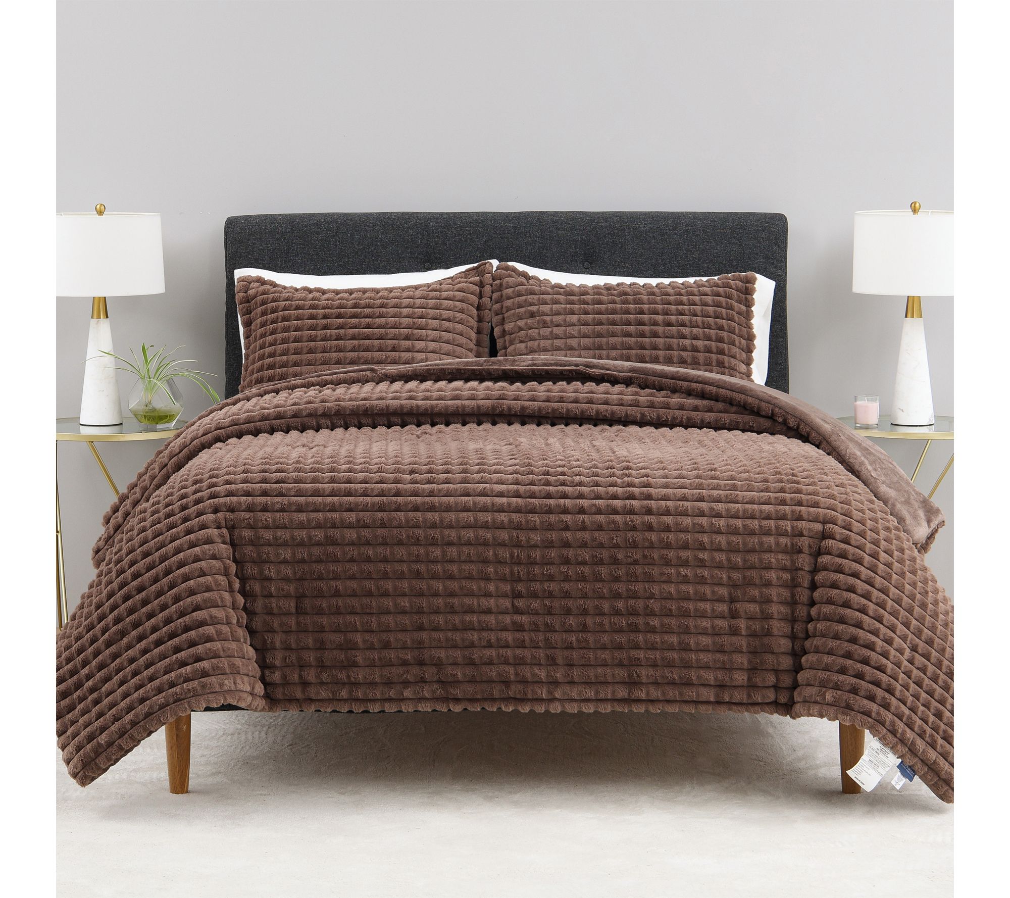 Berkshire Studded Grace Fur Reversible Coverlet Set- Twin