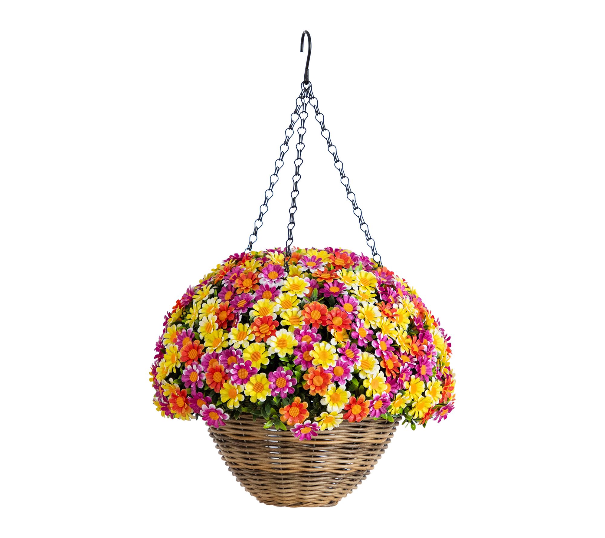 22-in UV Artificial Daisy  in Hanging Basket by Nearly