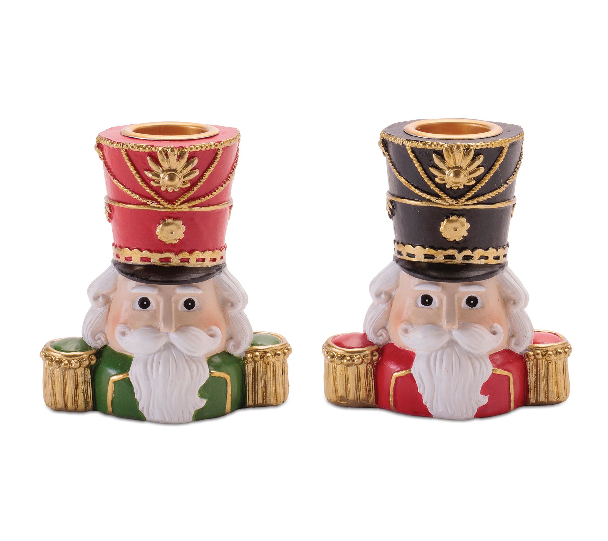 Melrose Nutcracker Head with Taper Candle Holder (Set of 2)