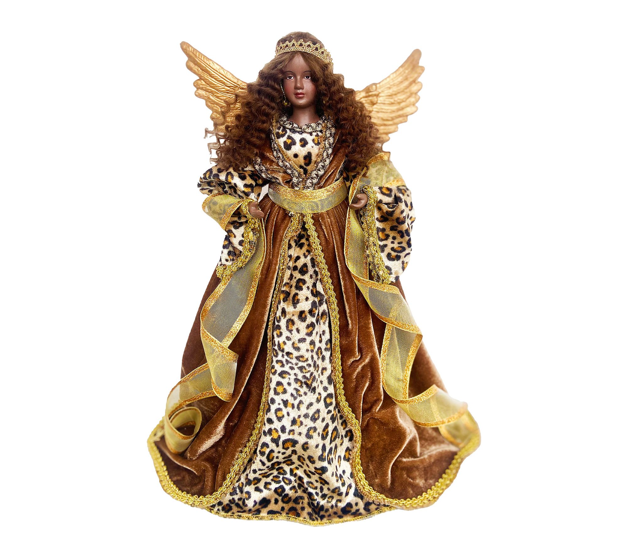 Santa's Workshop, Inc. Black Angel in Leopard Gown Tree Topper