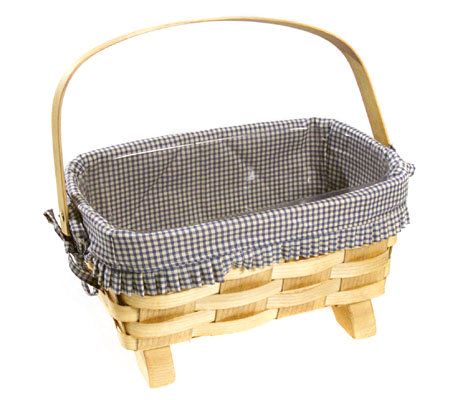 Peterboro Wooden Basket With Handles & Hinged Lid - household