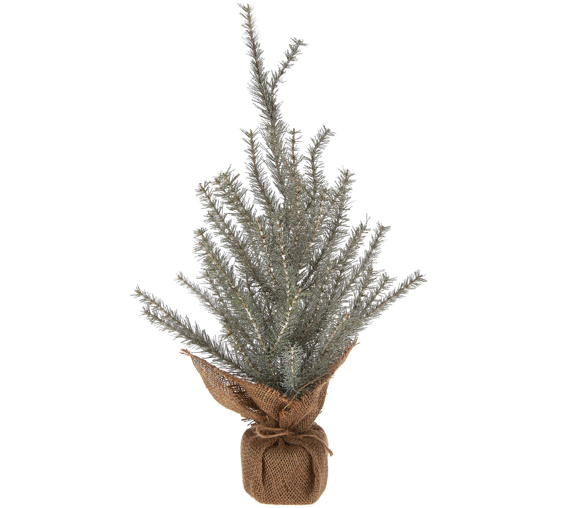 ED On Air 24" Faux Glitter Tree w/ Burlap Base by Ellen DeGeneres