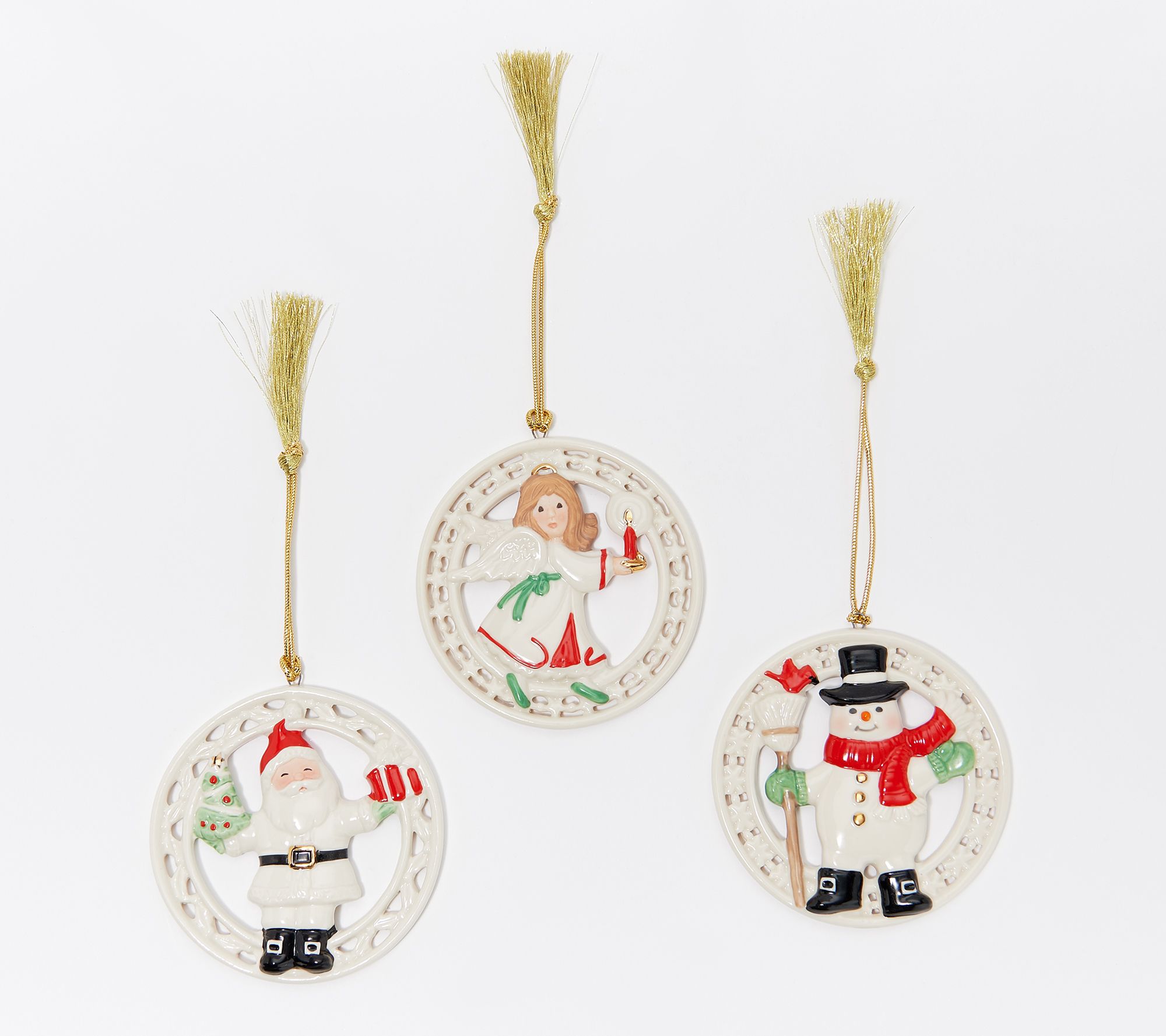 Lenox 3-Piece Figural Porcelain Ornaments with 24K Gold - QVC.com