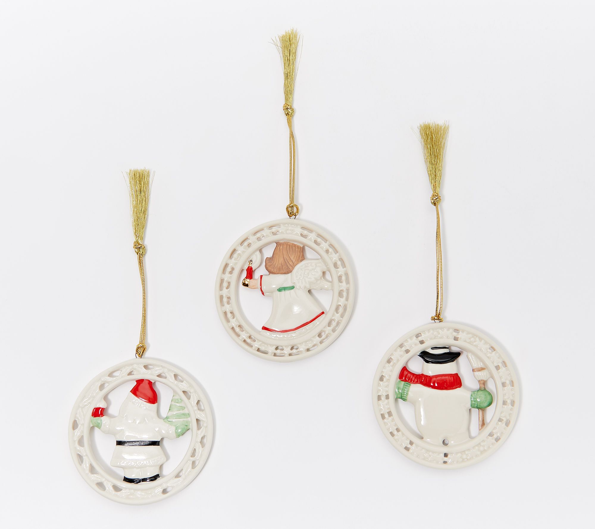 Lenox 3-Piece Figural Porcelain Ornaments with 24K Gold - QVC.com