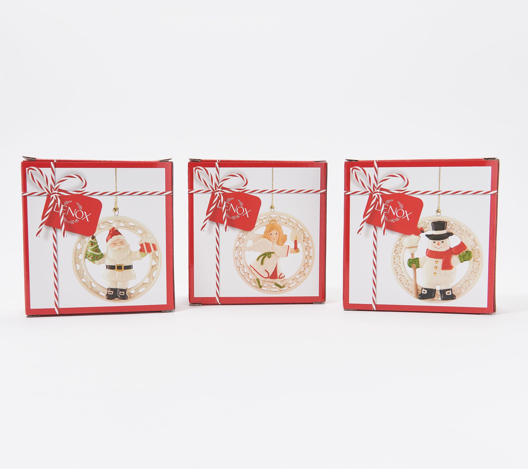 Lenox 3Piece Figural Porcelain Ornaments with 24K Gold