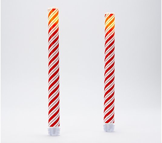 Candle Impressions S/2 Flameless 9" Peppermint Tapers