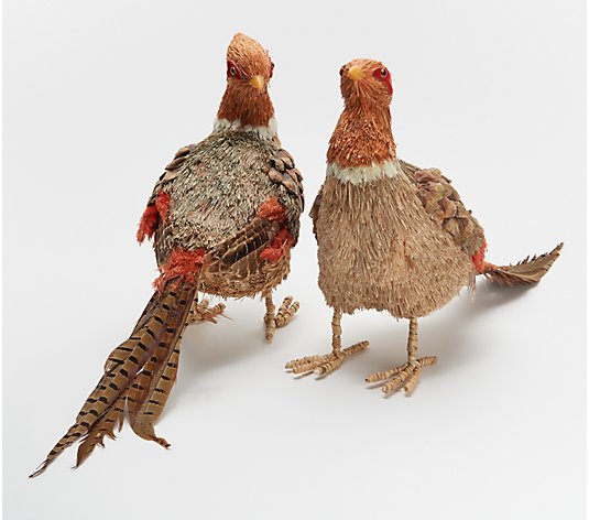 Set of 2 Sisal Pheasants by Valerie