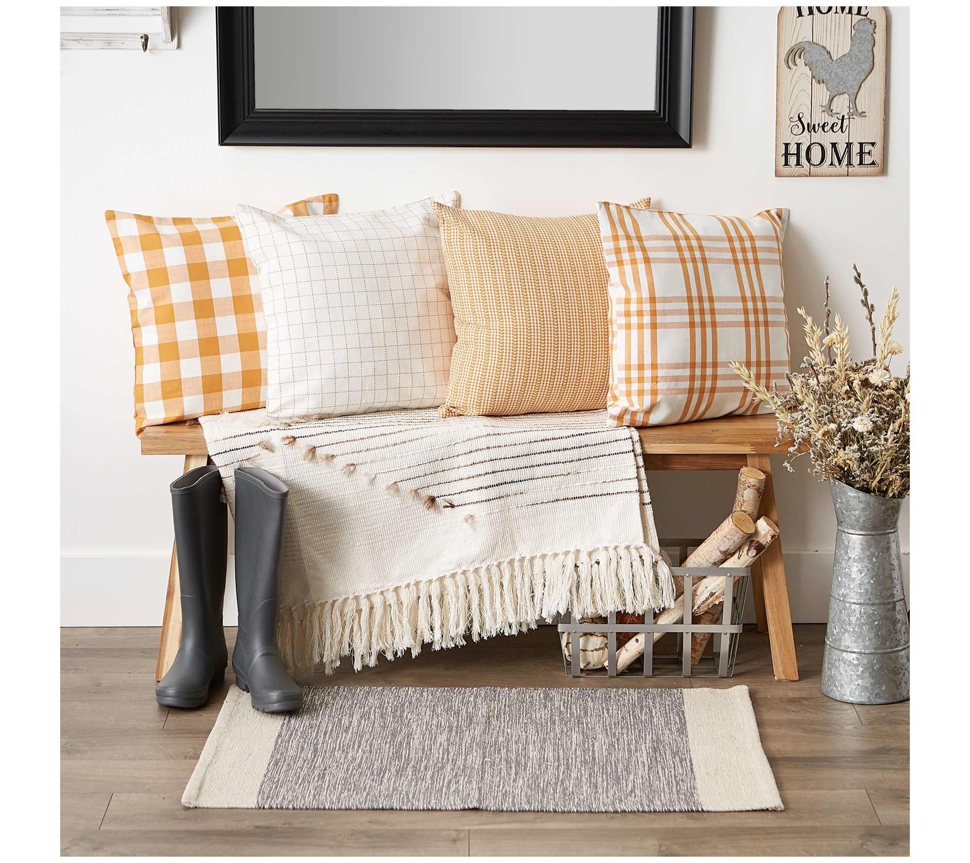 Design Imports Set of 4 Assorted Farmhouse Pillow Covers 18x1