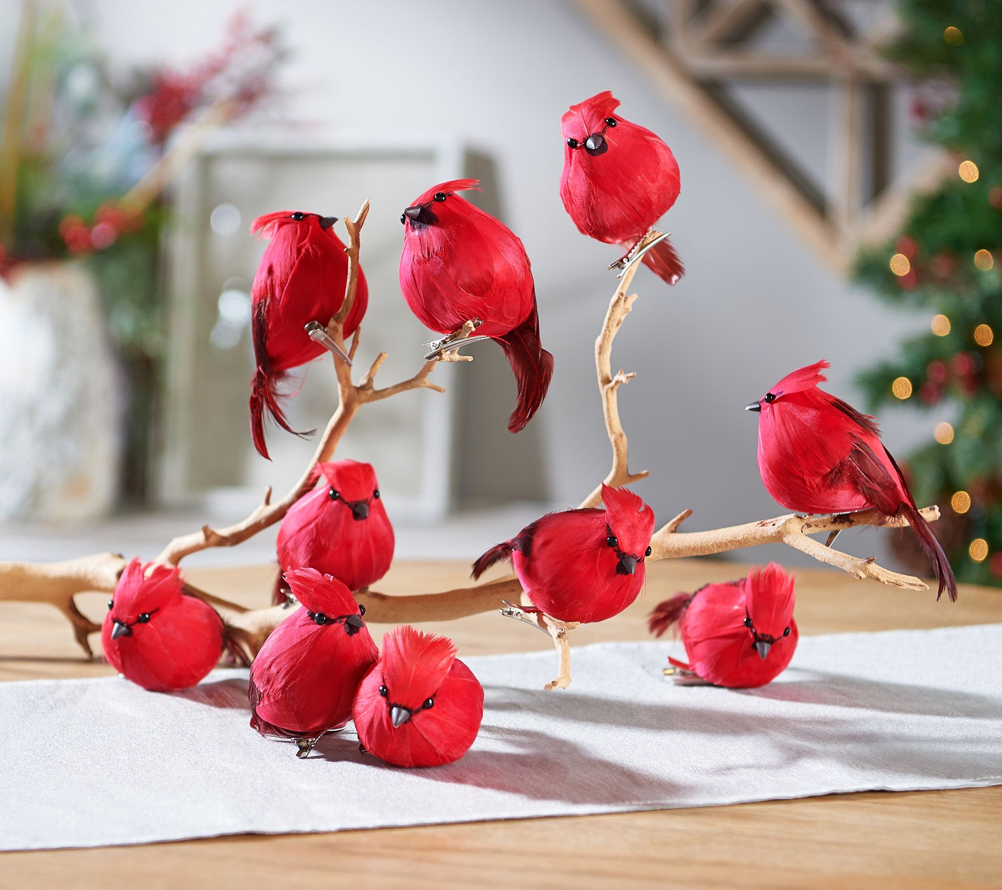 Set of 10 Decorative Cardinal Bird Clips by Valerie