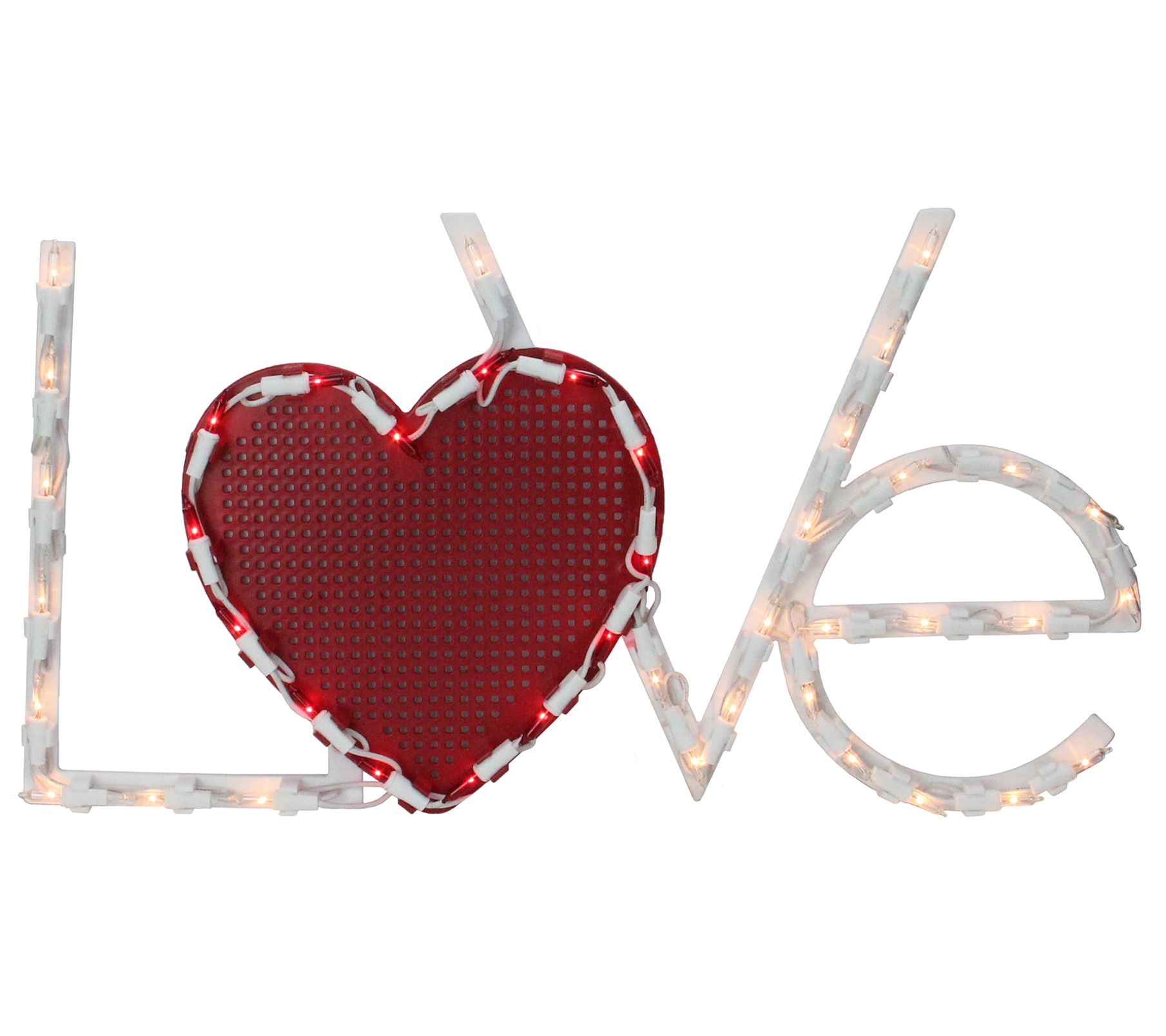 17" Lighted White and Red "LoVe" with Heart Valntine's Day
