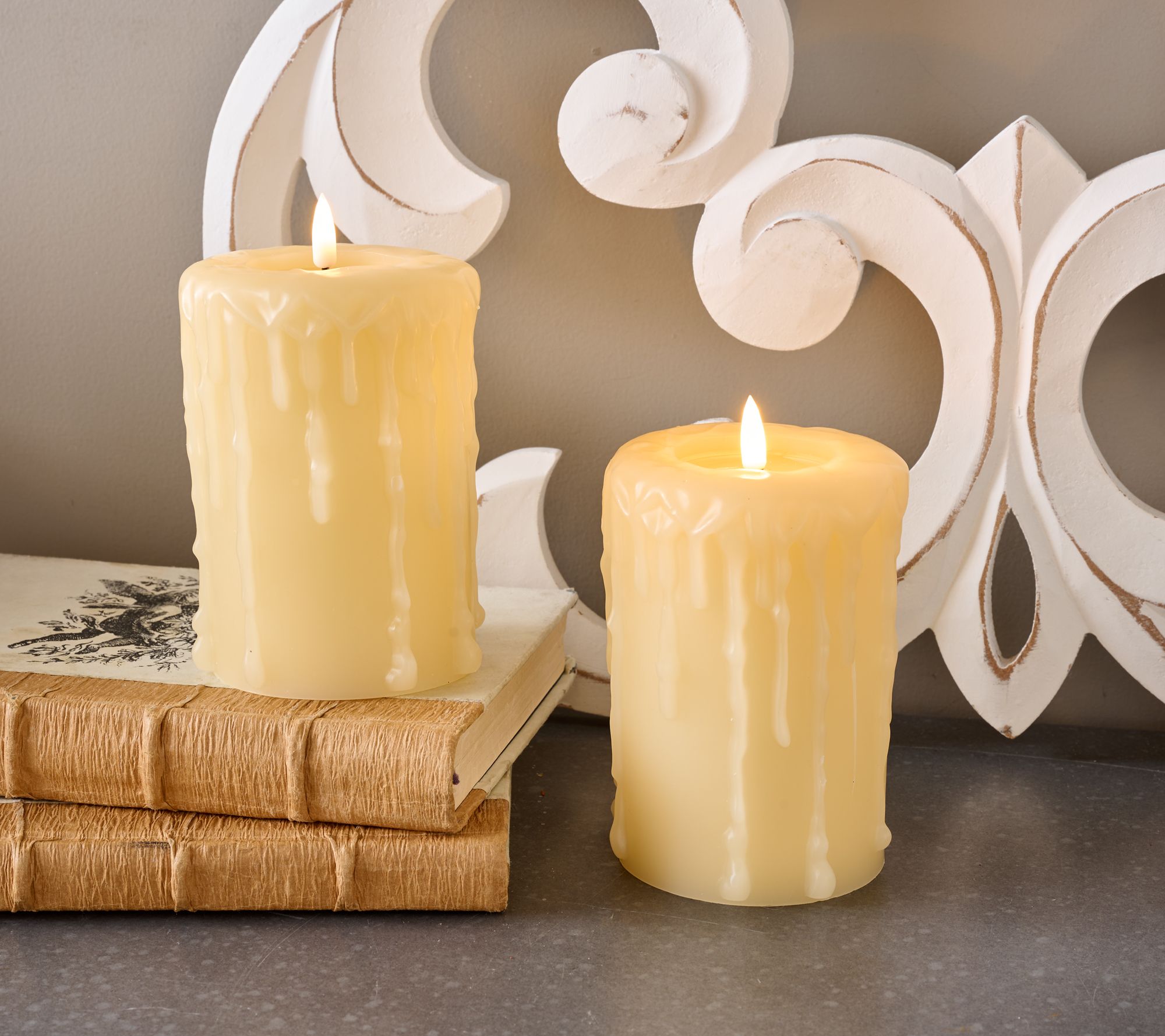 Lightscapes Set of 2 Dripped Wax Flameless LED Candles - QVC.com Lightscapes Set of 2 Dripped Wax Flameless LED Candles - QVC.com