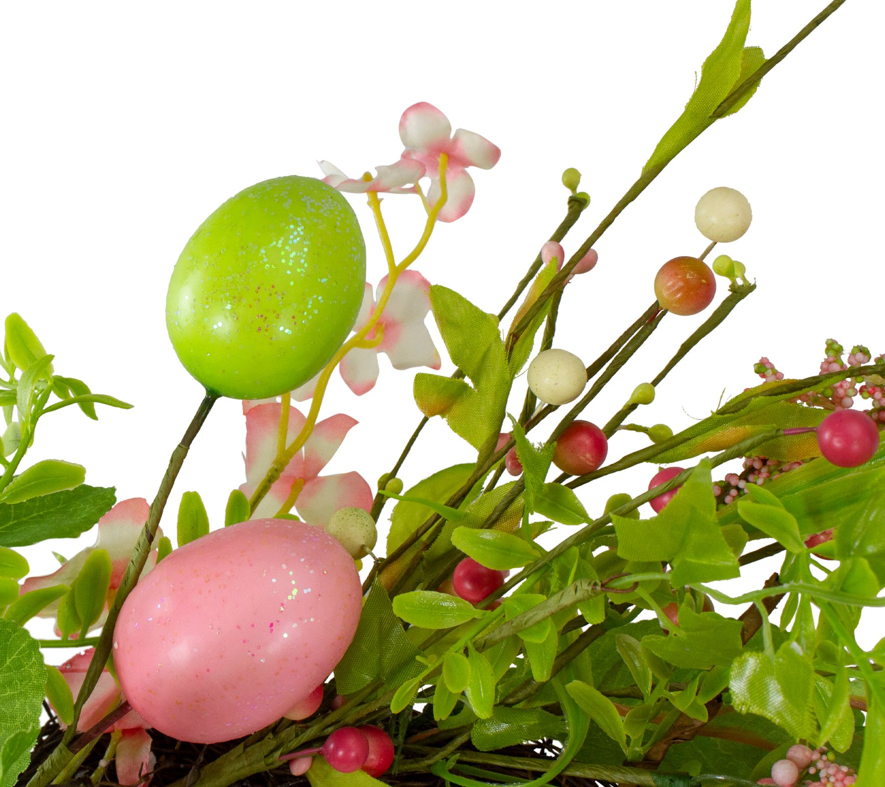 Easter Egg with Berry Floral Springtime Wreath Pink and Green