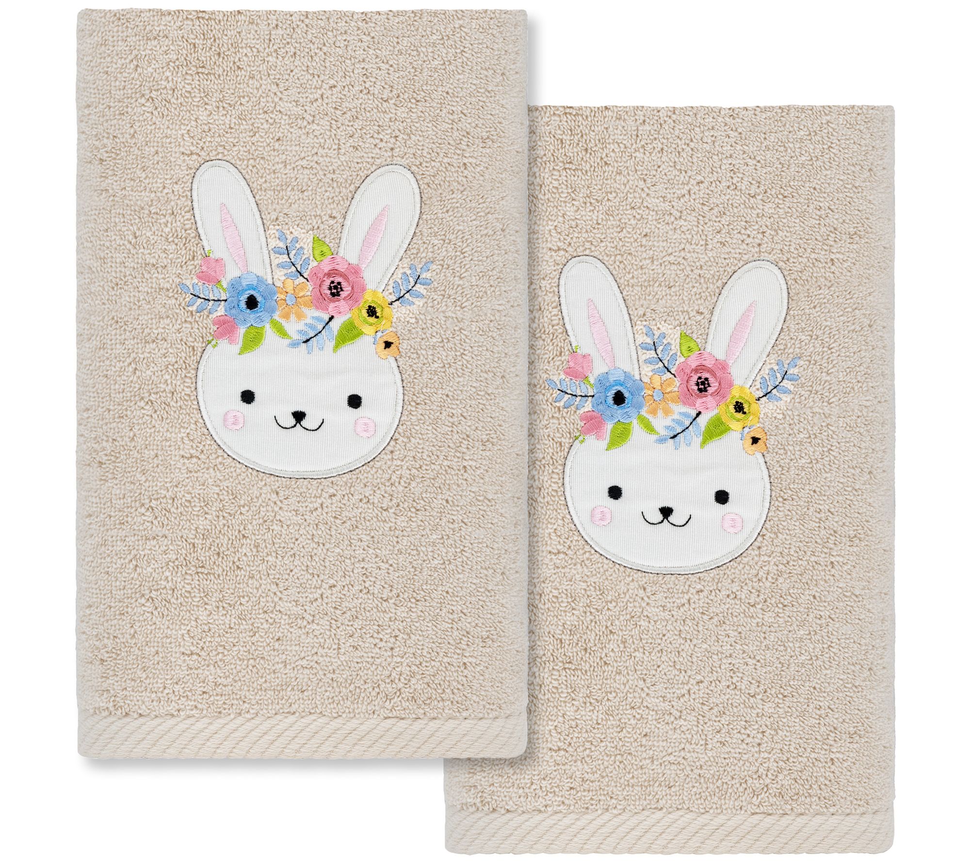Linum Home Textiles Flower Crown Embroidered2Pc Hand Towels