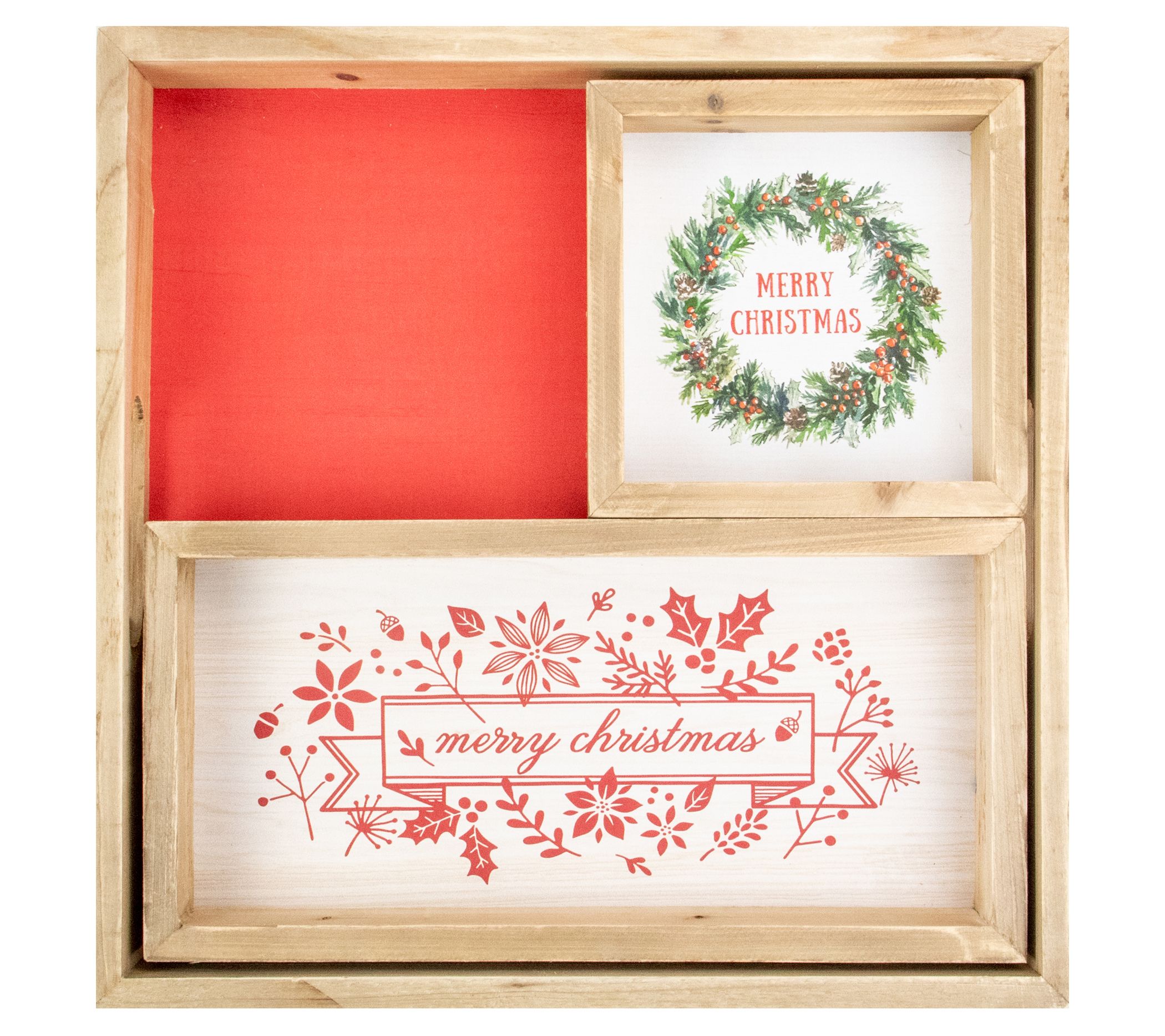 Northlight 3 Merry Wood Plaques & Serving Tray w/ Handles 16"