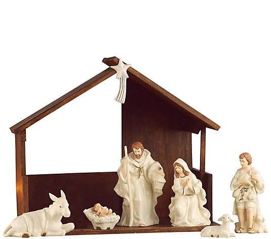 Belleek Classic Nativity Scene with Stable
