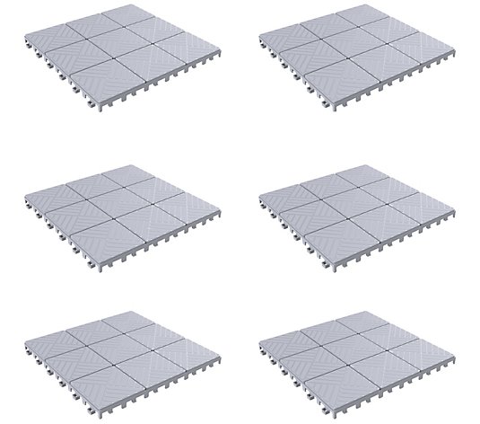Pure Garden Set of 6 Gray InterlockingPatio Tiles