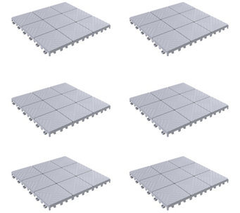 Pure Garden Set of 6 Gray InterlockingPatio Tiles - H314488