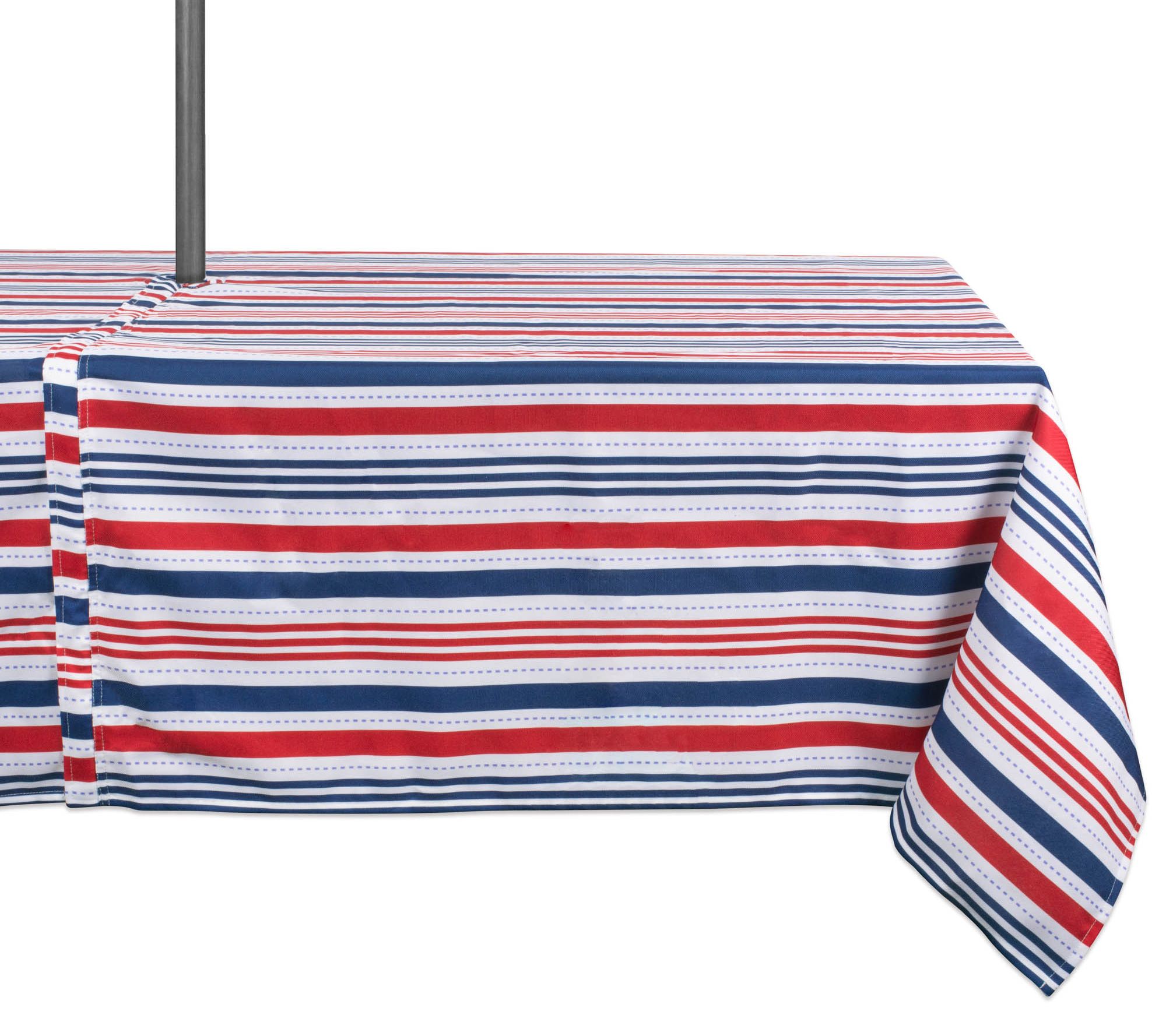 Design Imports Patriotic Stripe Tablecloth w/Zipper 60" x 120"