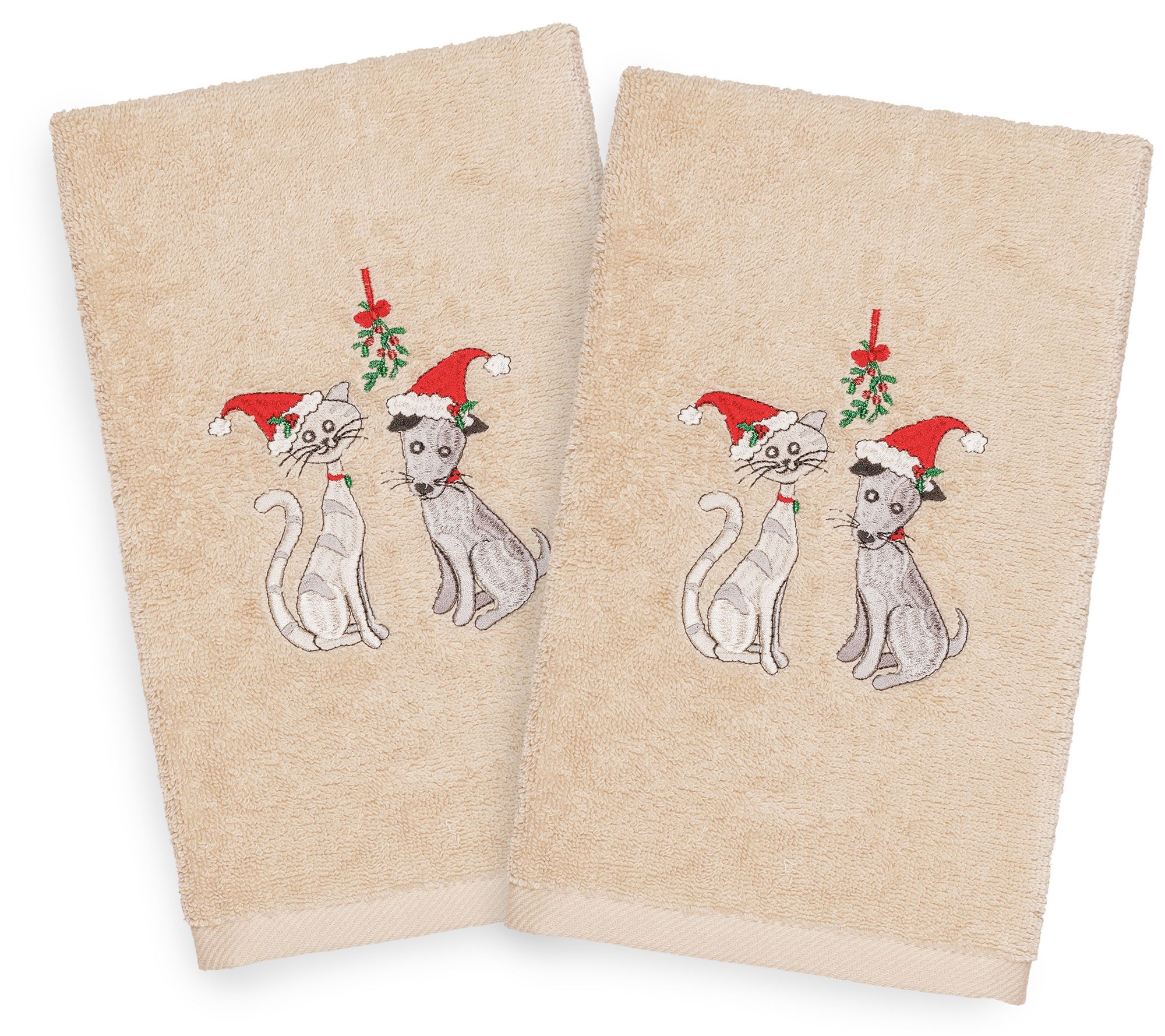 Linum Home Textiles Christmas Cute Couple 2-Piece Hand Towels