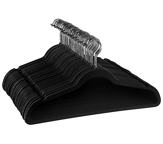 Set of 3 Signature Home Slim Non-Slip Velvet 4 Bar Pant Hangers Black 