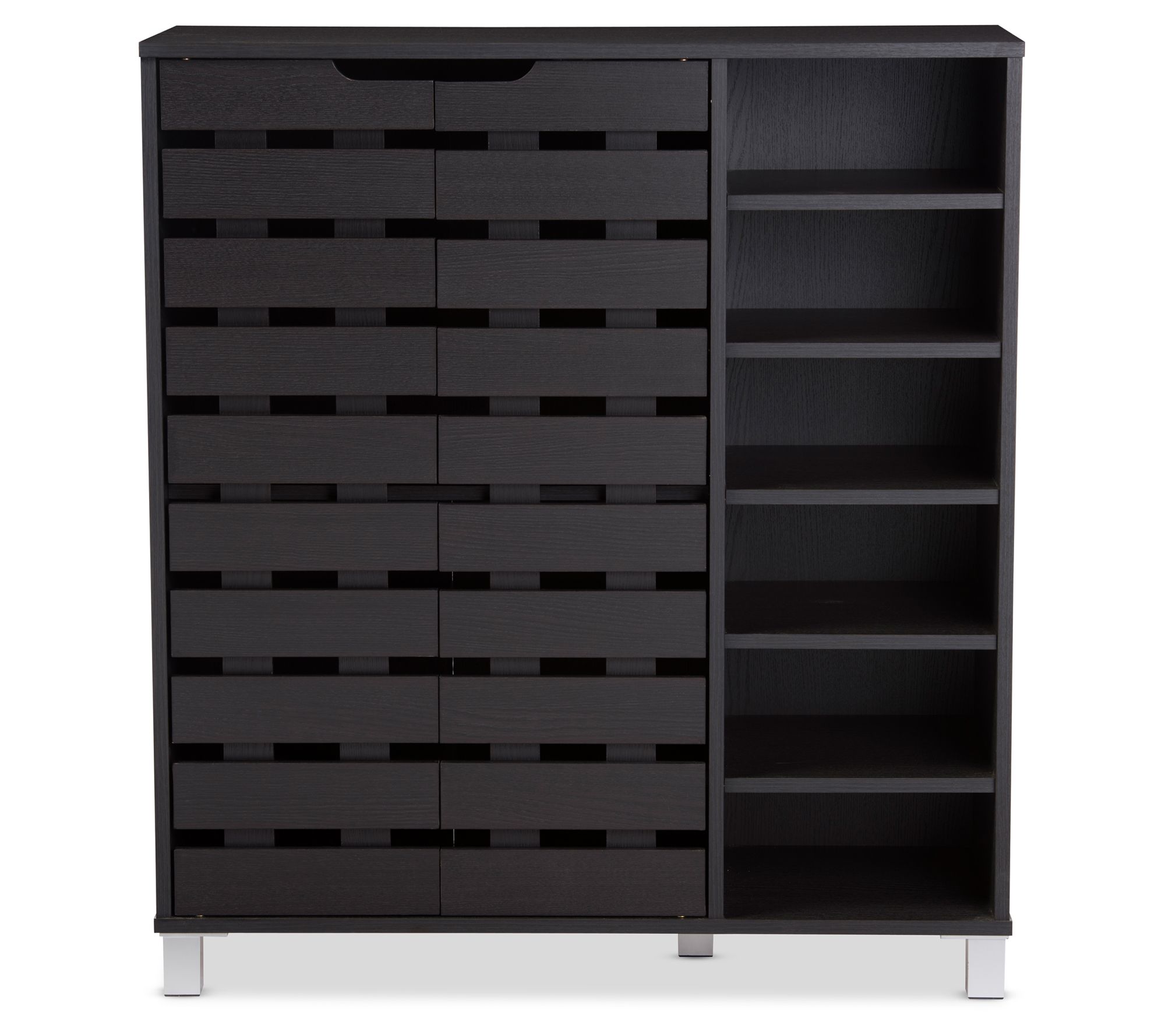Shirley Modern and Contemporary Wood Shoe Cabinet Open Shelves