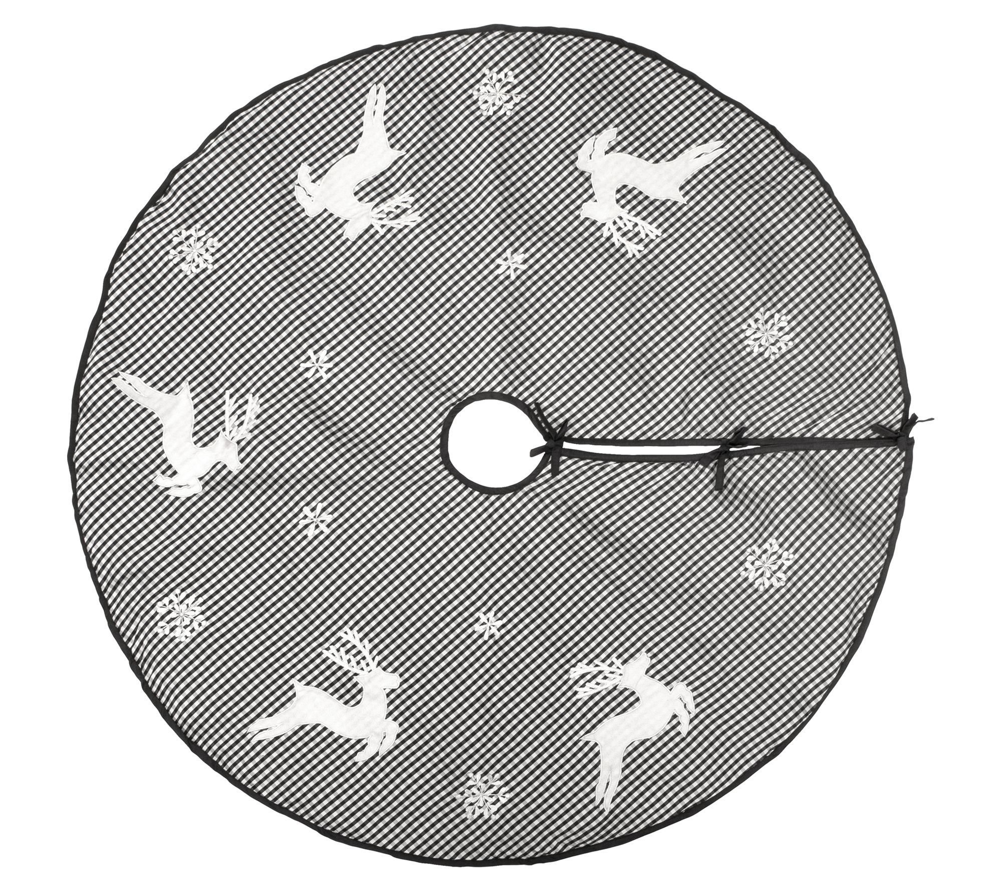 Vickerman 48" White/Black Check Reindeer Tree Skirt