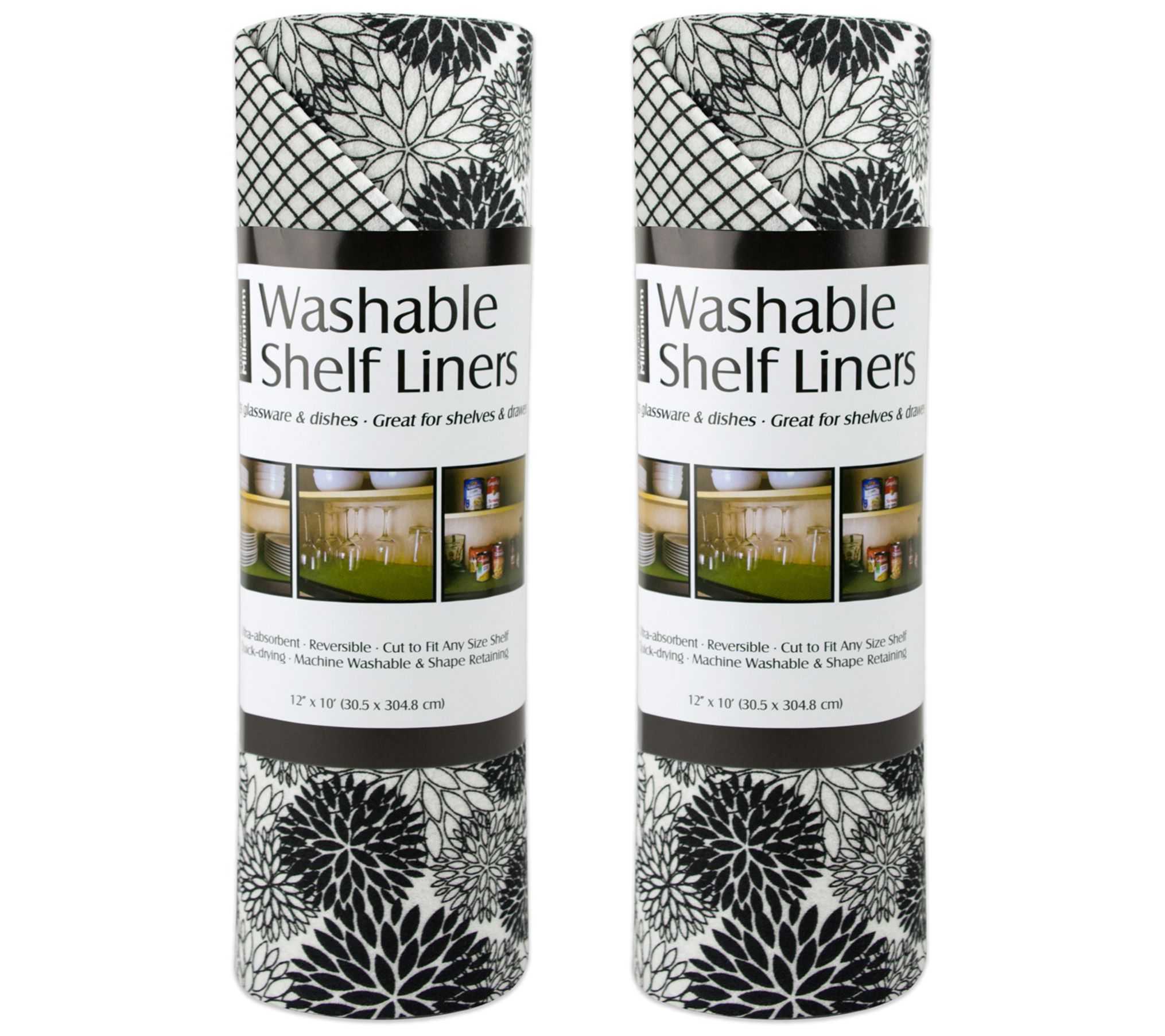 Design Imports Set of 2 Shelf Liner Paper - Dahlia, Black