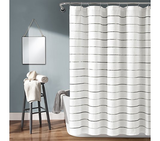 Ombre Stripe Yarn Dyed 72 X72 Shower, Gray Ombre Ruffle Shower Curtain