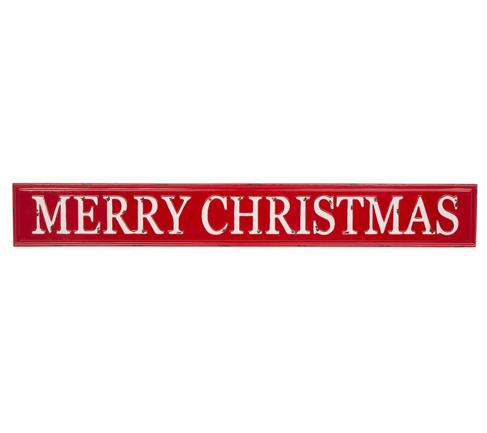 Glitzhome Merry Christmas Enameled Farmhouse Metal Wall Sign