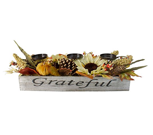 Northlight Harvest Flower Candleholder in "Grateful" Box