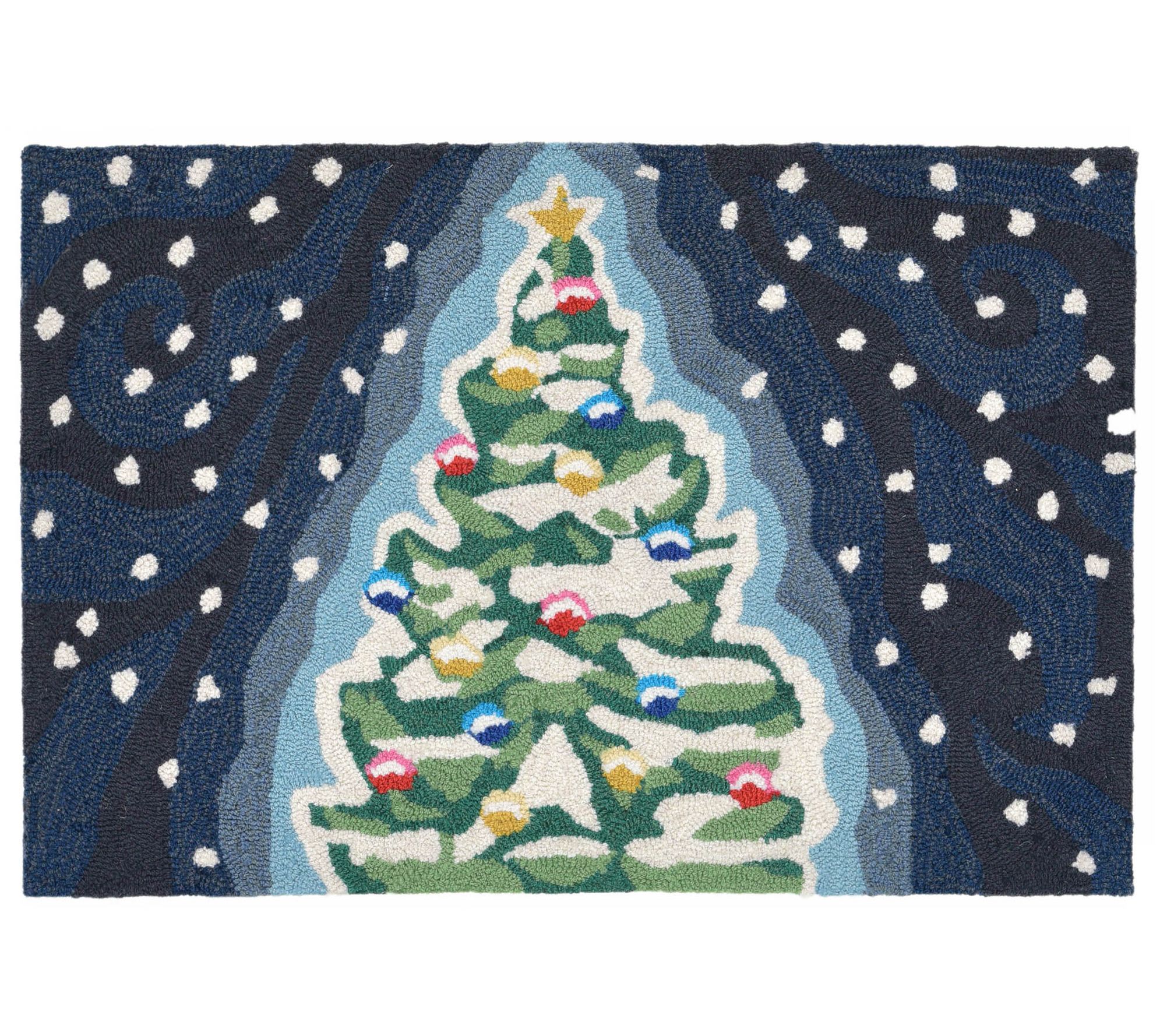 Liora Manne Frontporch Xmas Tree Rug Midnight 30" x 48"