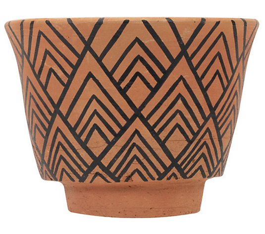 Foreside Home & Garden Footed Geo Terracotta Planter Large