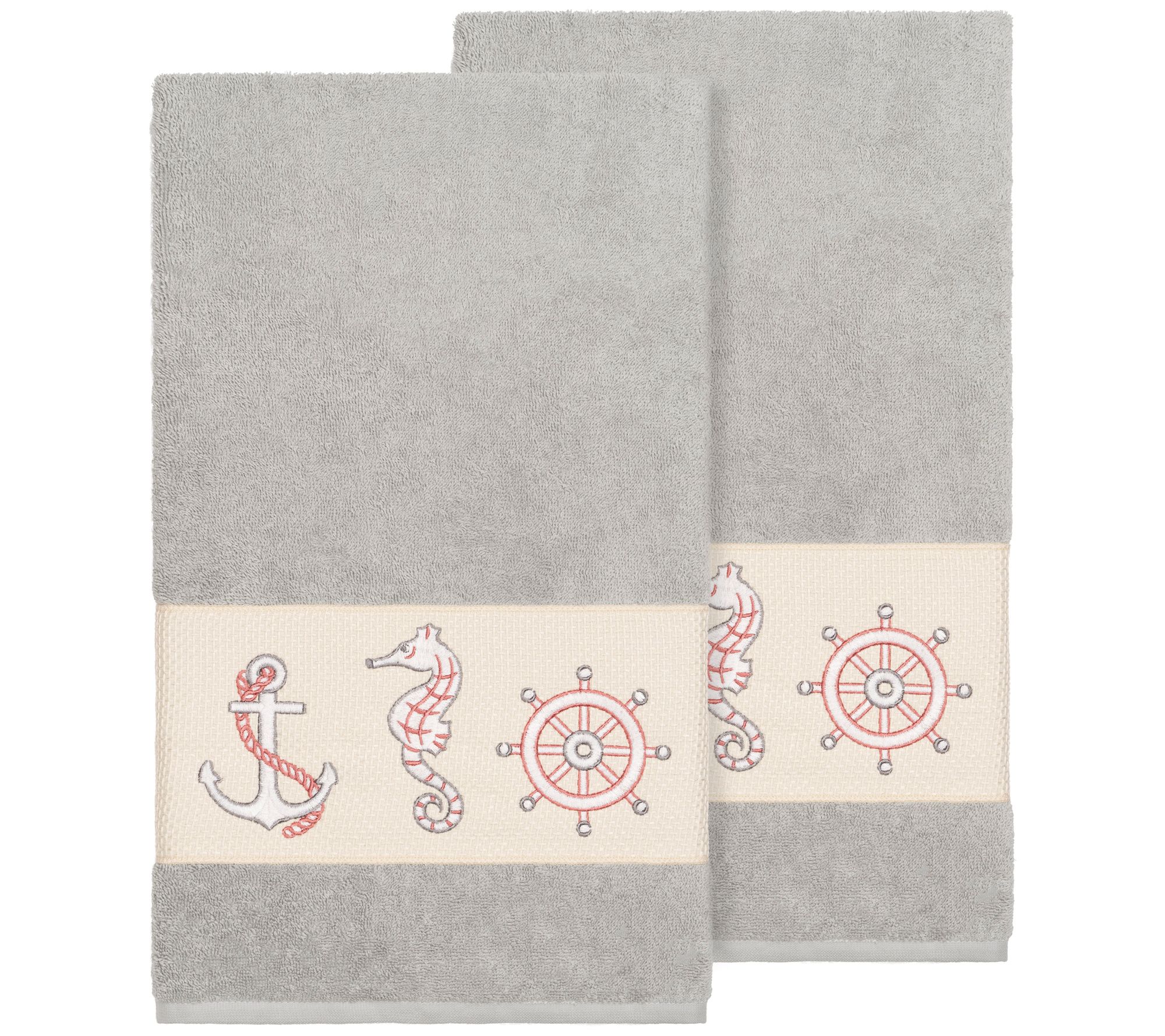 Linum Home Textiles Easton 2PC Embellished BathTowel Set