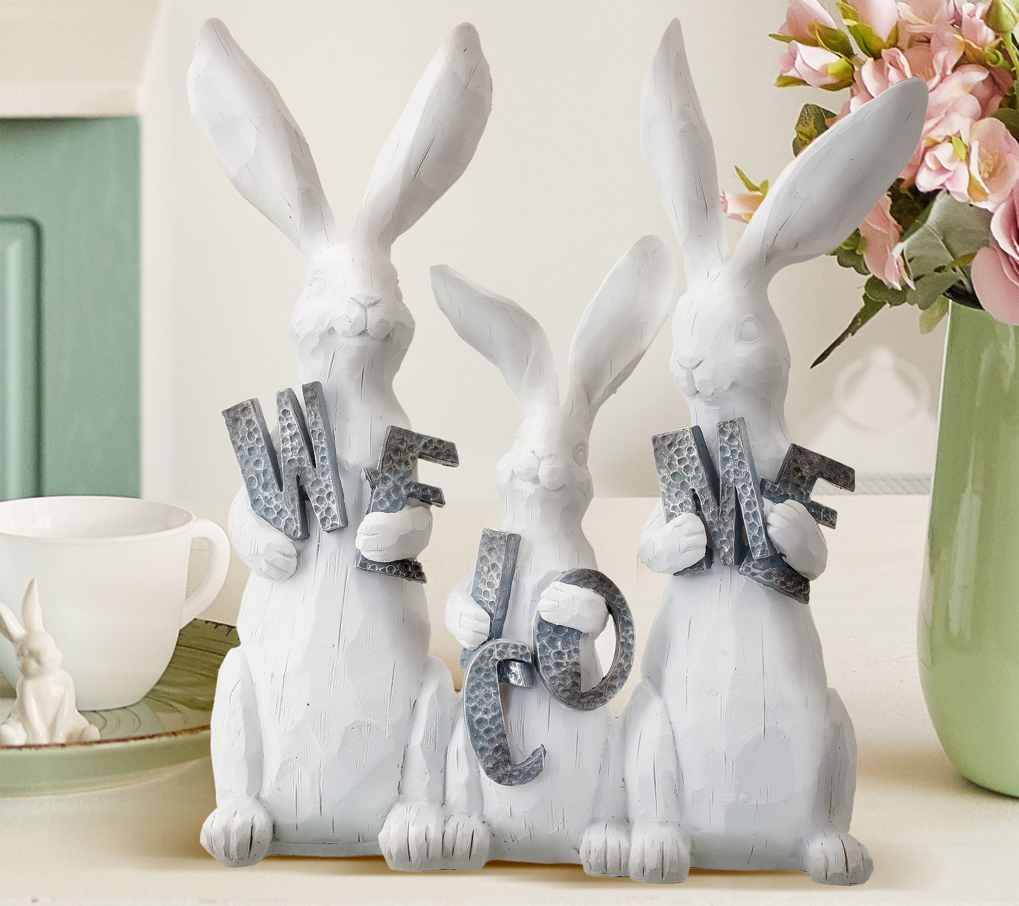 Resin Triple Bunny 12" by Valerie