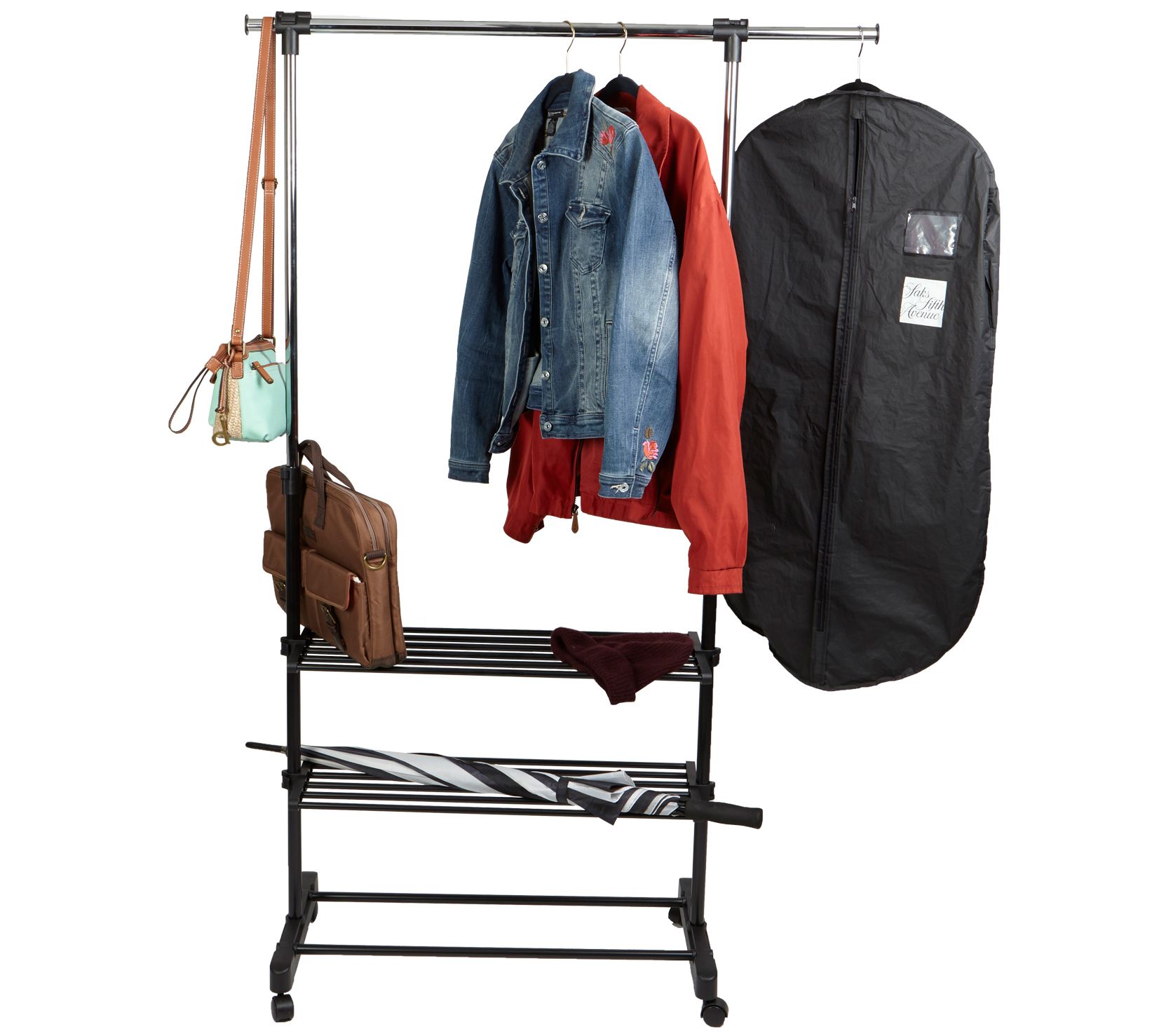 Mind Reader 2Shelf Adjustable Garment Rack